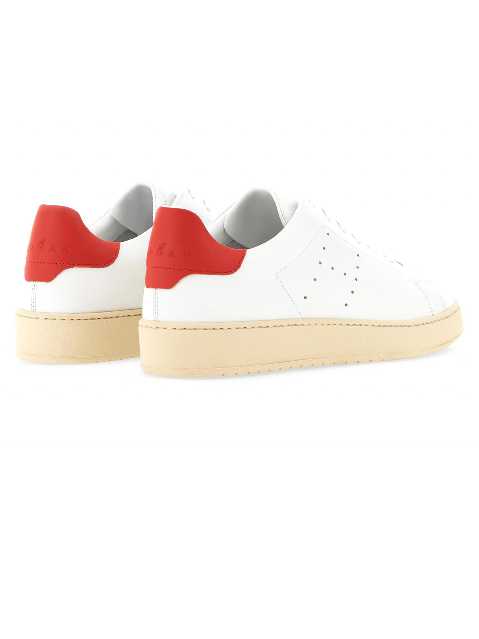 Hogan Leather Sneakers With Flat Rubber Sole In White