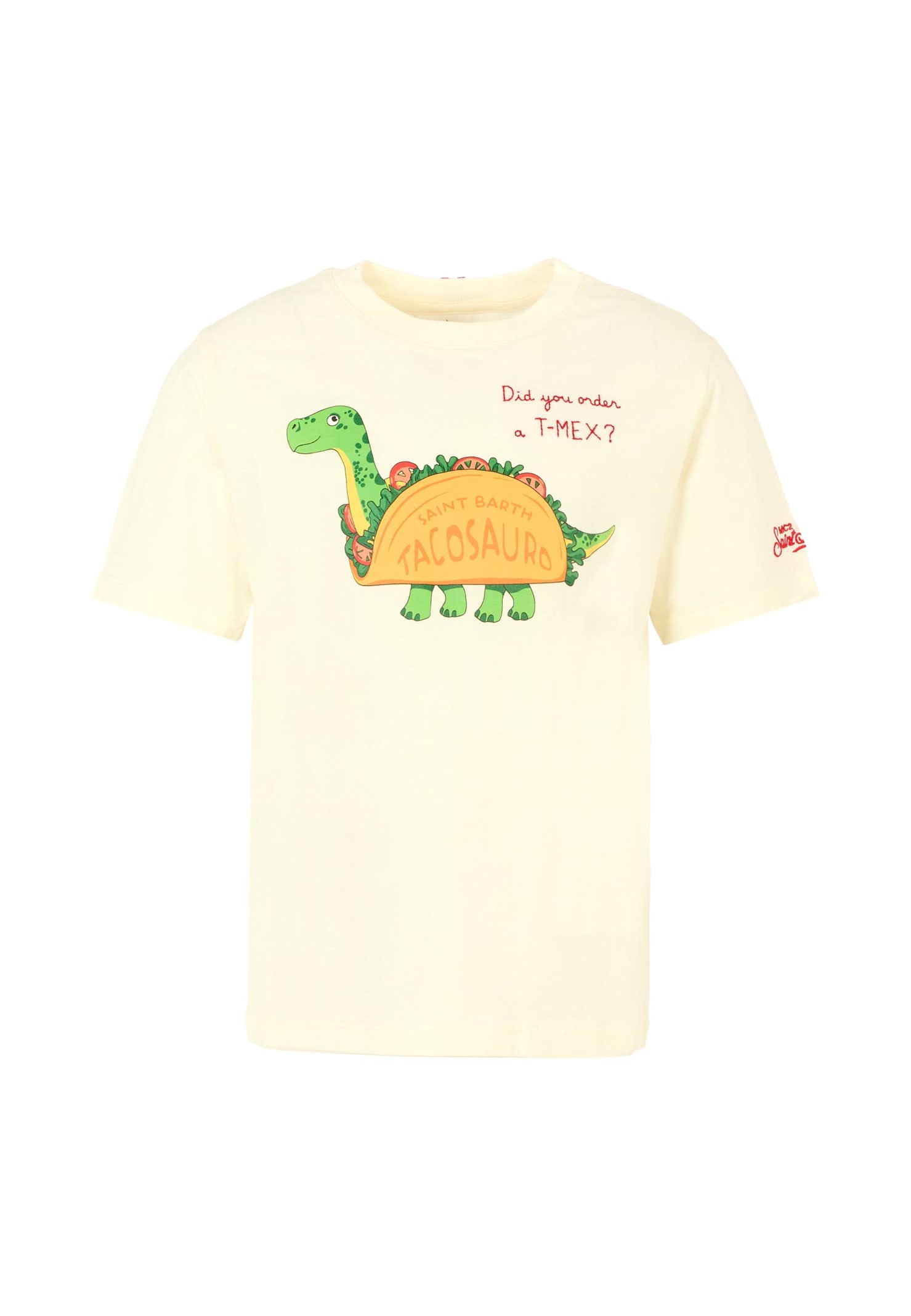 Mc2 Saint Barth Ivory T-shirt For Kids With Tacosauro In White