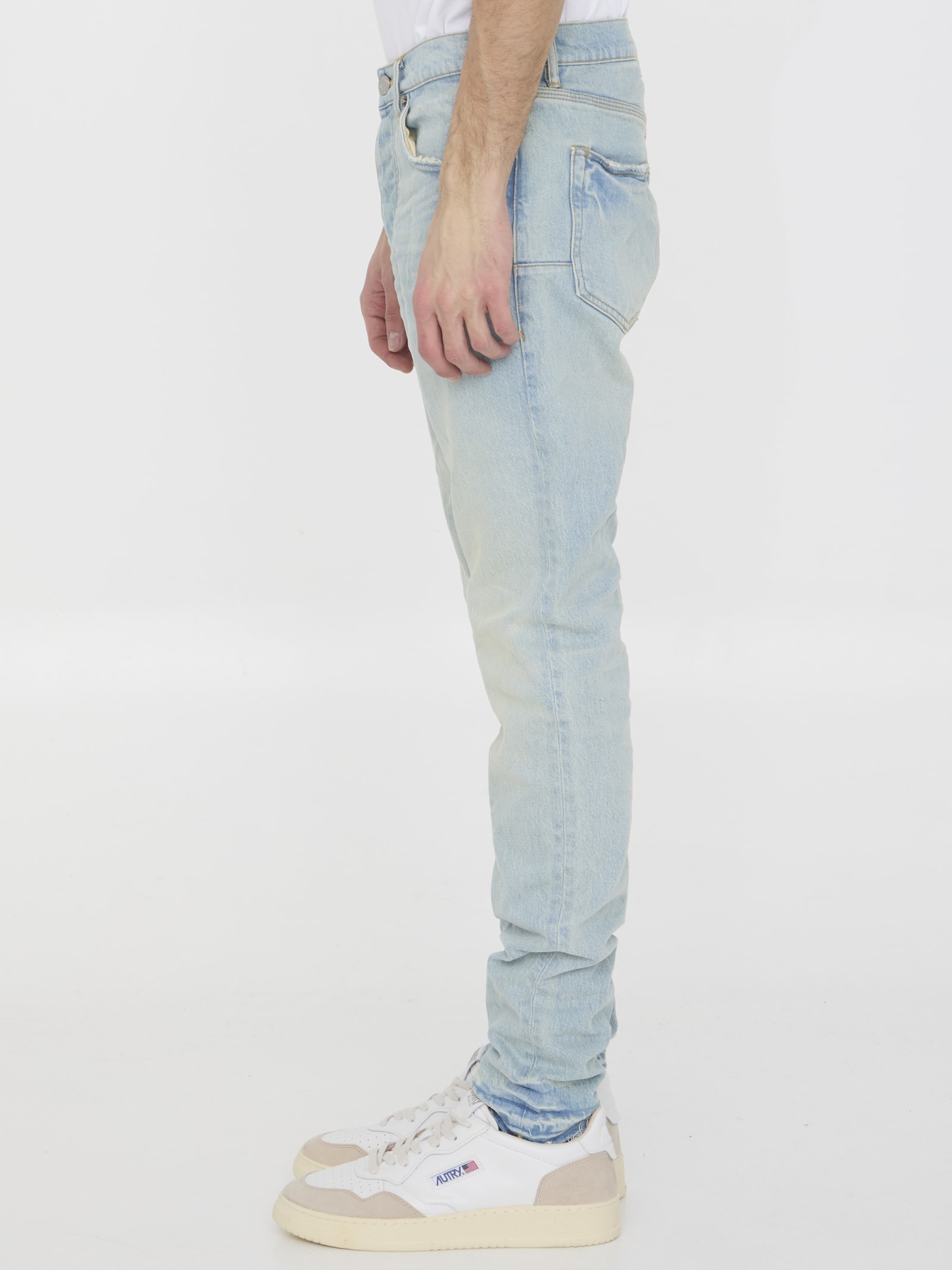 Shop Purple Brand Denim Slim Jeans In Light Blue