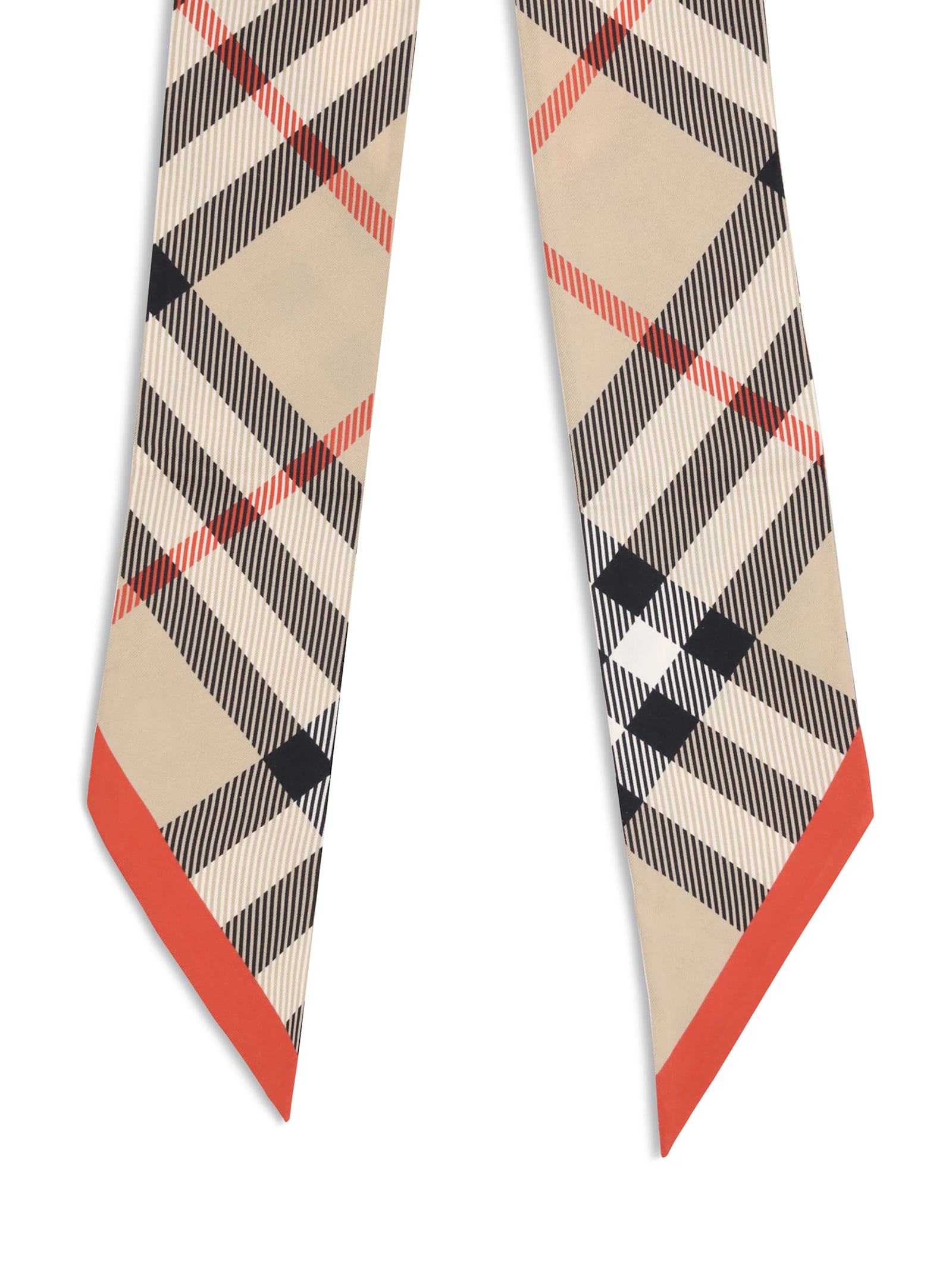 Burberry Thin Silk Scarf Check Beige Women In Gold