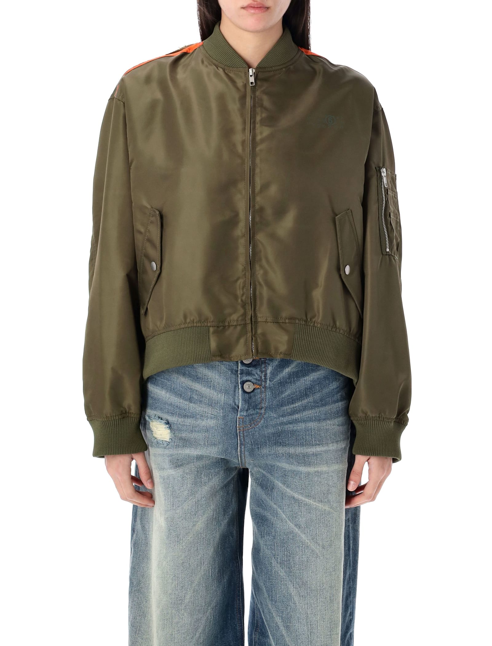 Bomber Jacket In Green Polyamide