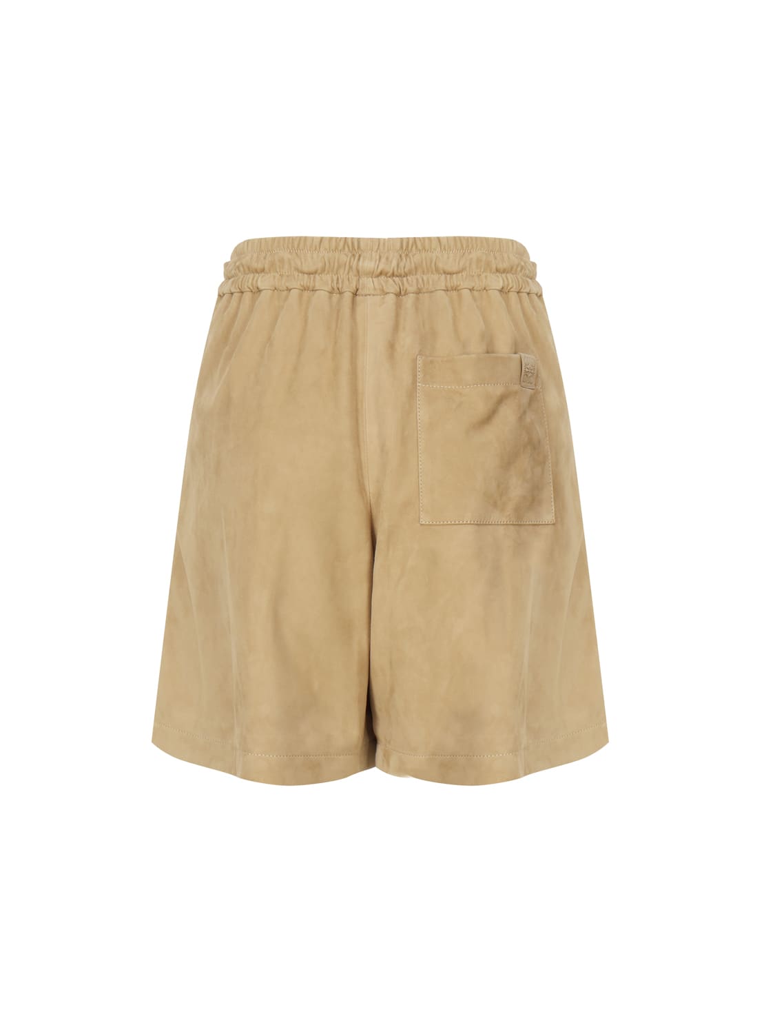 Shop Loewe Suede Shorts In Golden