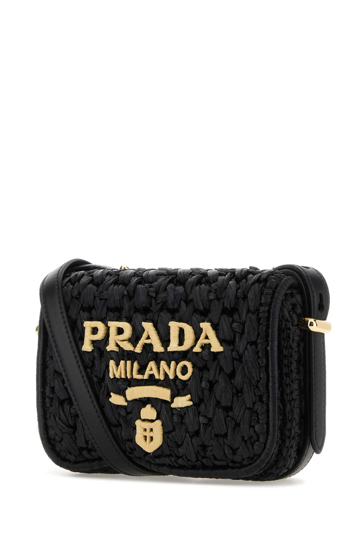 Shop Prada Black Raffia Crossbody Bag In Neroc