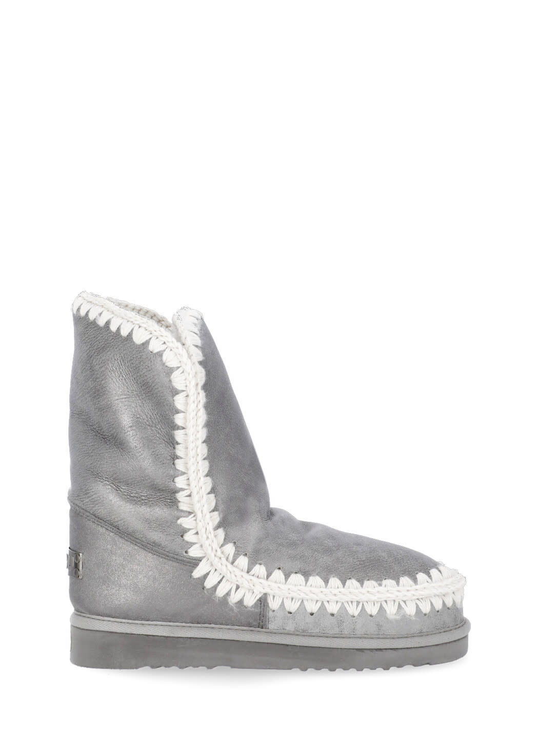 Mou Eskimo 24 Low Heels Ankle Boots In Silver Glitter In Grey