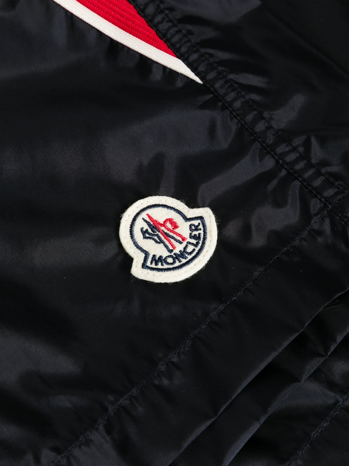 Shop Moncler Logo Patch Detail Elastic Waist Swim Shorts