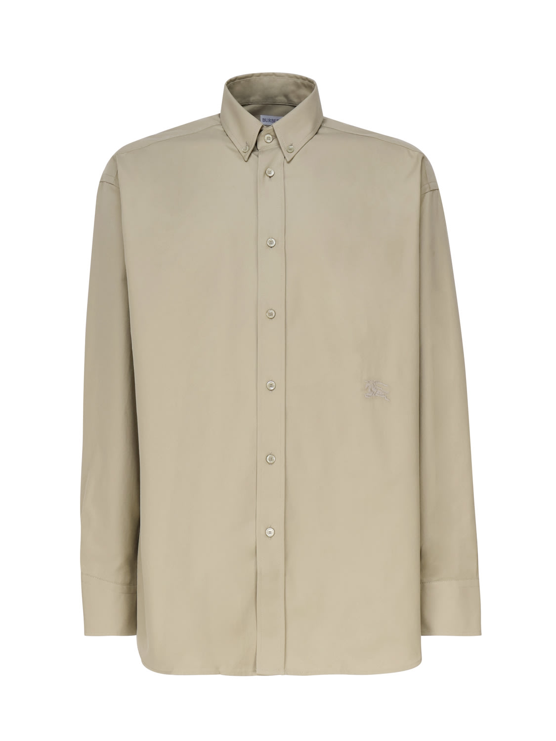 Shop Burberry Cotton Shirt With Logo On The Side In Hunter