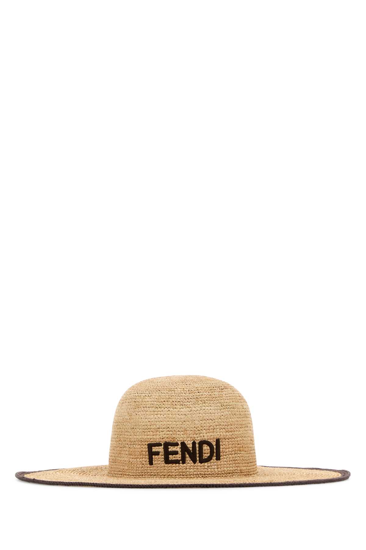 Shop Fendi Straw Hat In Naturalemarrone