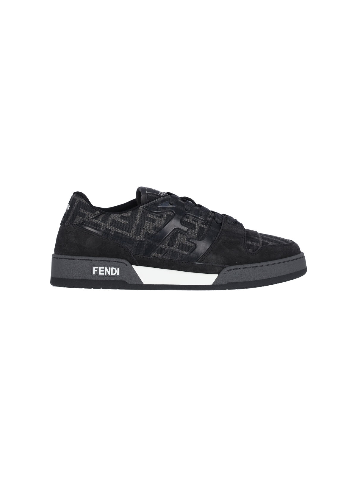 Fendi Match Sneakers In Ff Jacquard Fabric And Suede In Gray