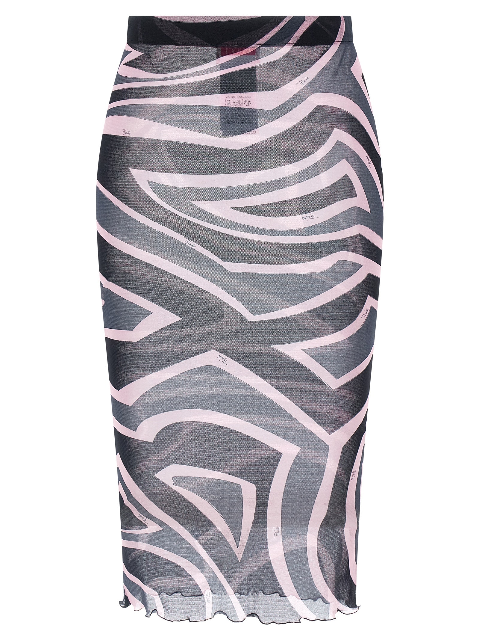 Pucci Prnted Tulle Longuette Midi Skirt Clothing In Multi