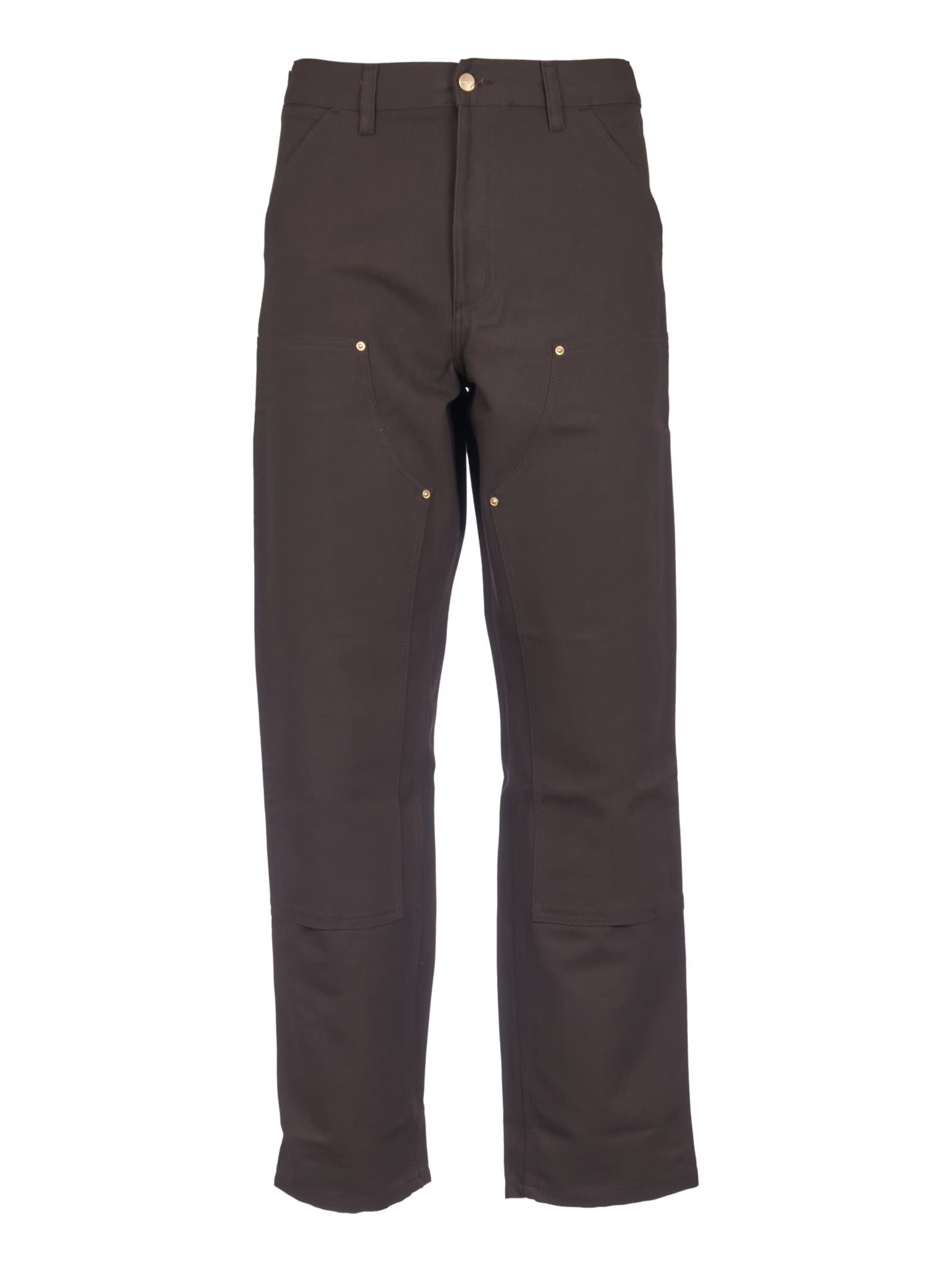 Shop Carhartt Straight Buttoned Trousers In Tobacco