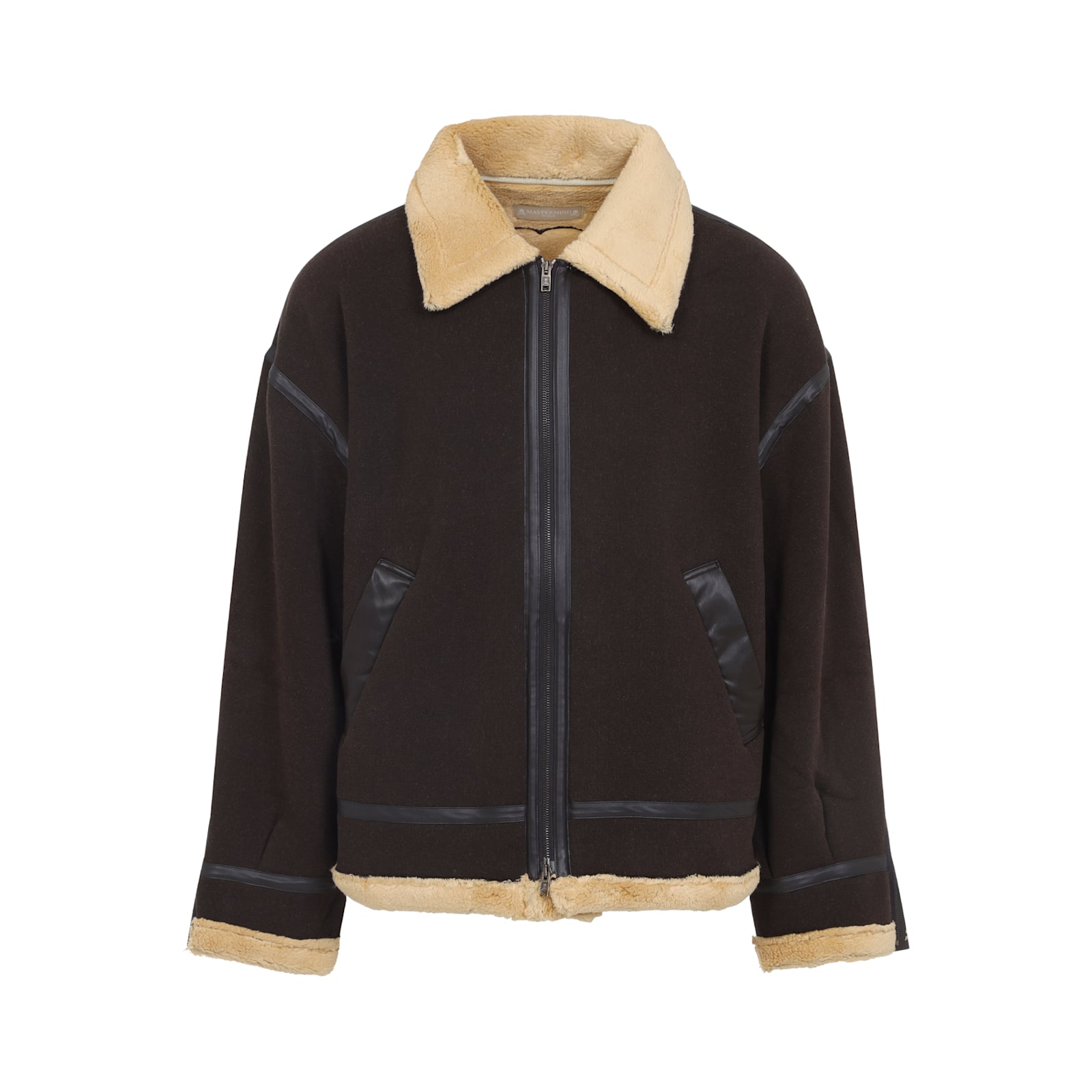 Mastermind Japan Brown Cotton Mutton Jacket With Embroidered Skull Detail In Brown