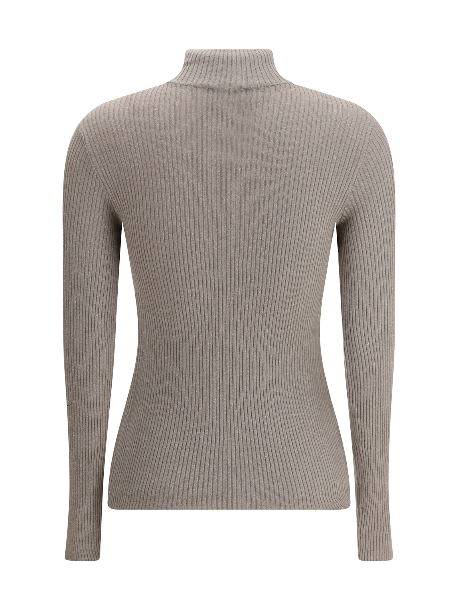 Brunello Cucinelli Women Zipped High Neck Top In Brown
