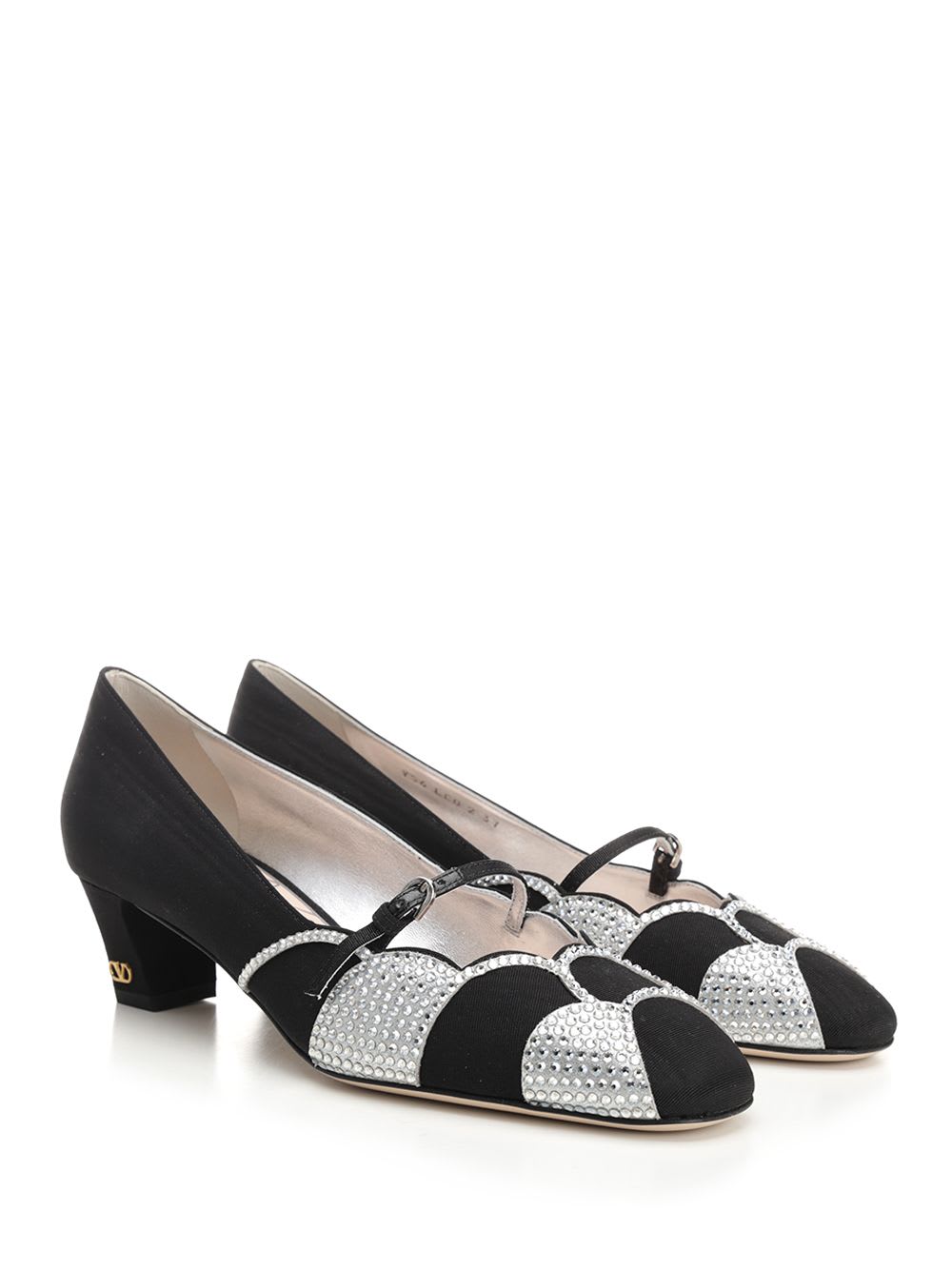 Valentino Garavani Women Black Fabric Bowow Pumps In Nerosilvershade