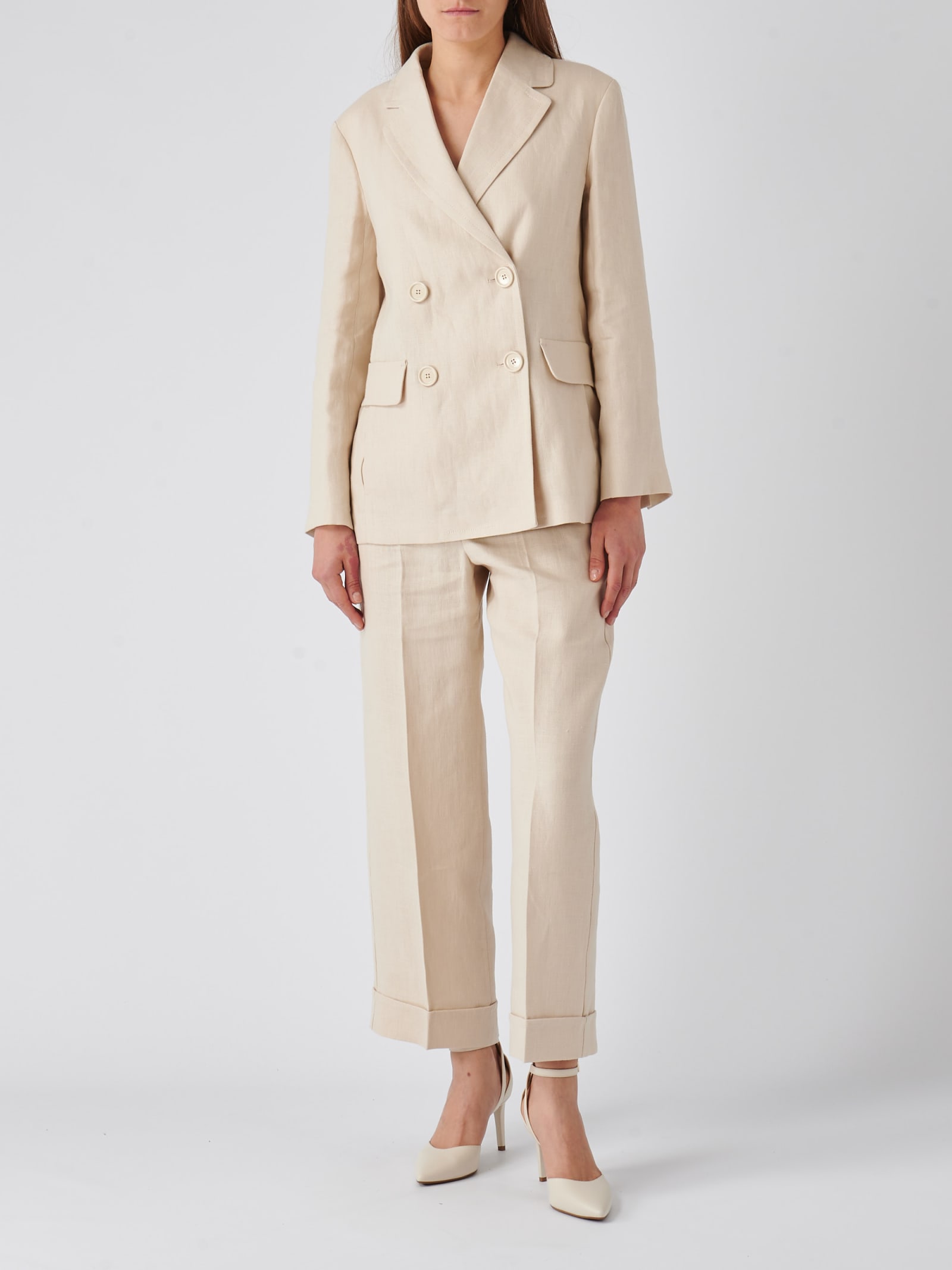 S Max Mara Scrigno Jersey Double Breasted Jacket In Brown