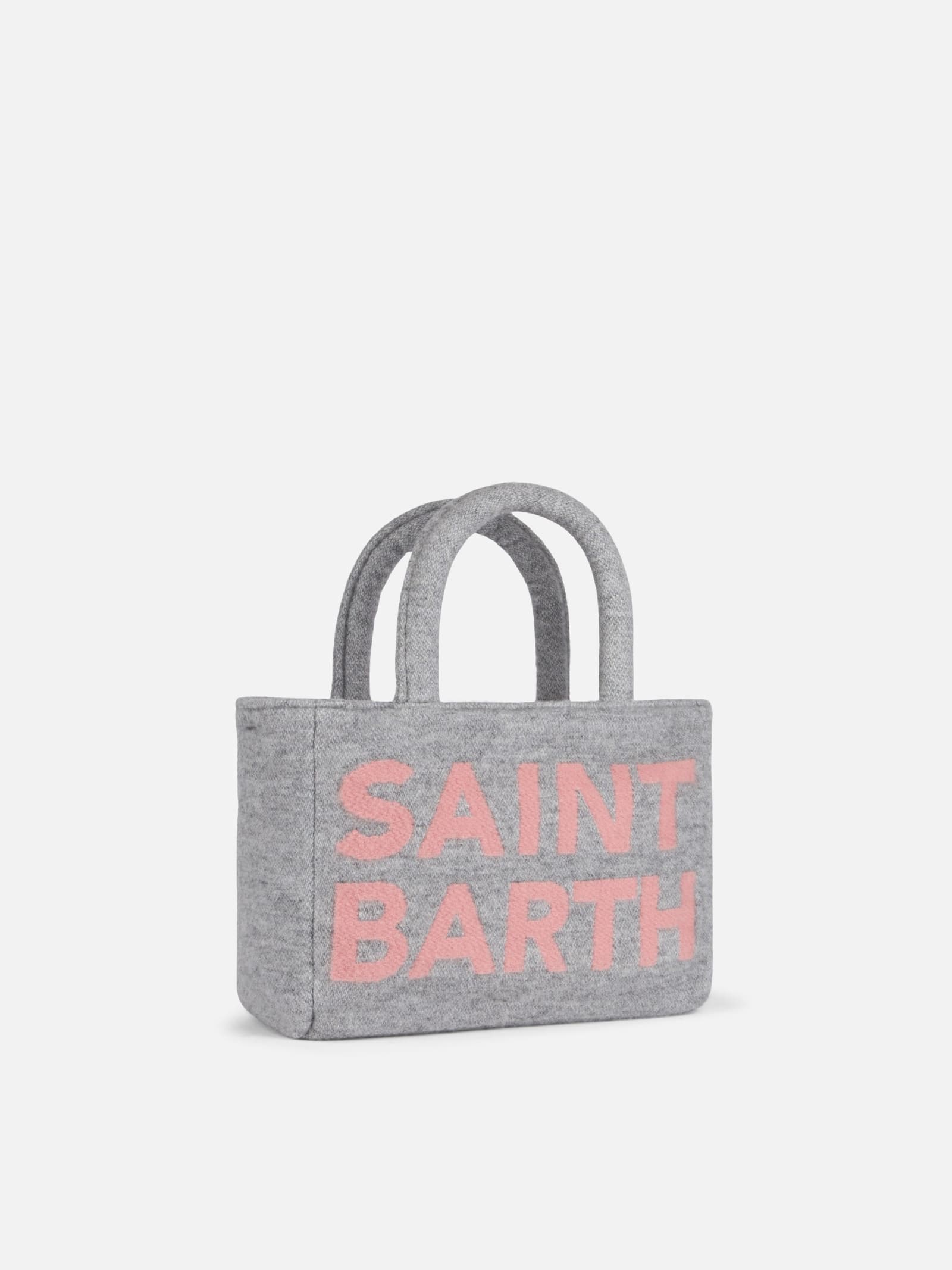 Mc2 Saint Barth Soft Wooly Clarine Handbag With Jacquard Maxi Logo In Grey