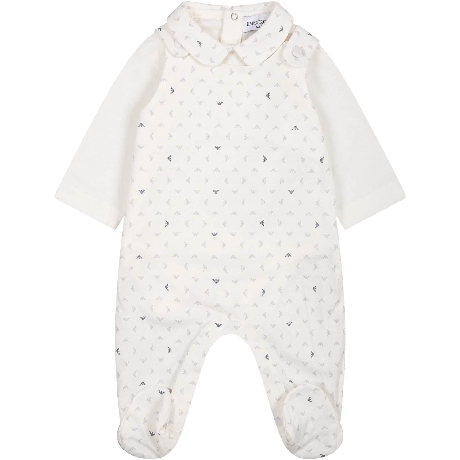 Armani Collezioni White Set For Baby Boy With Iconic Eagles