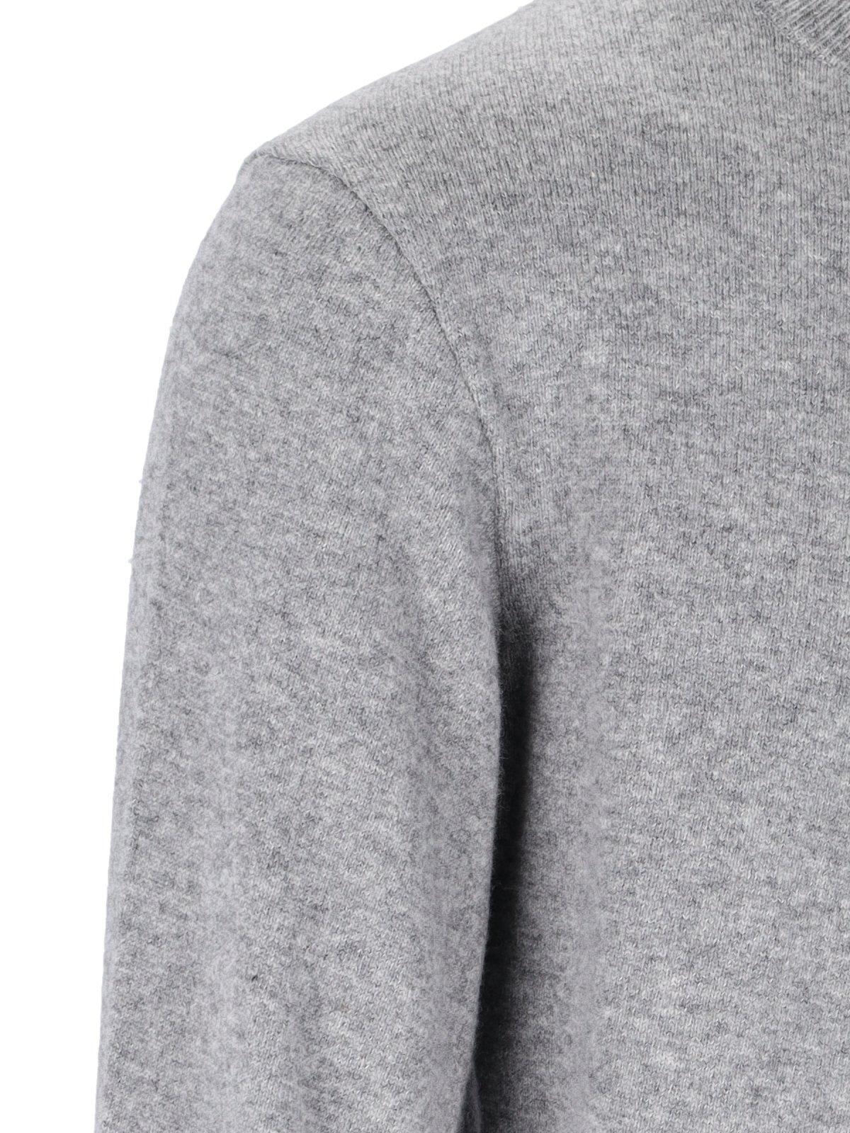 Comme Des Garçons X Lacoste Asymmetric-hem Crewneck Jumper In Grey