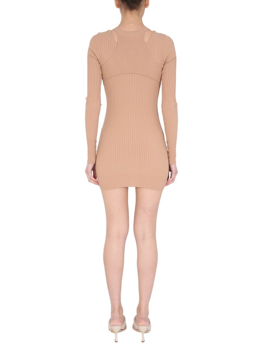 Shop Andreädamo Ribbed Sweater With Cut Out Detail In Nude