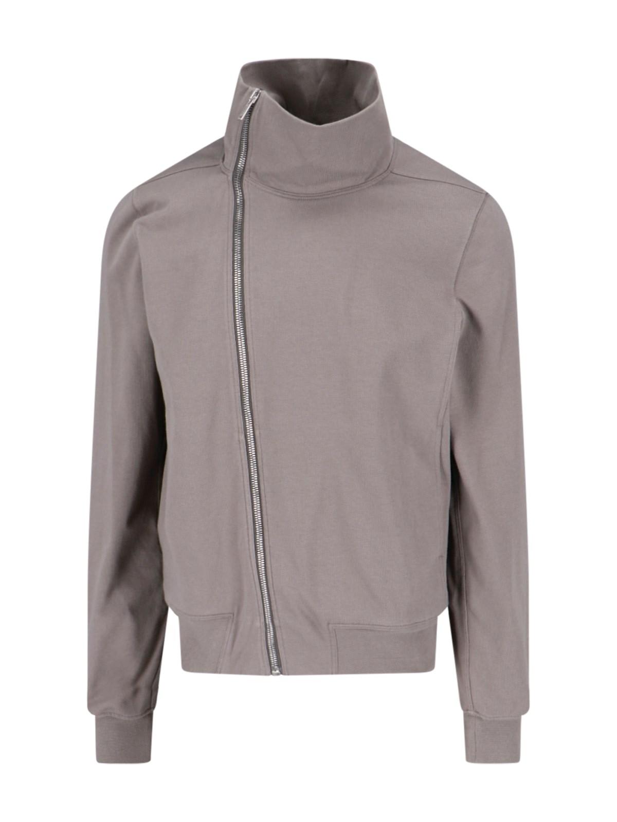 Shop Rick Owens Asymmetrical Zip Sweatshirt In Dust