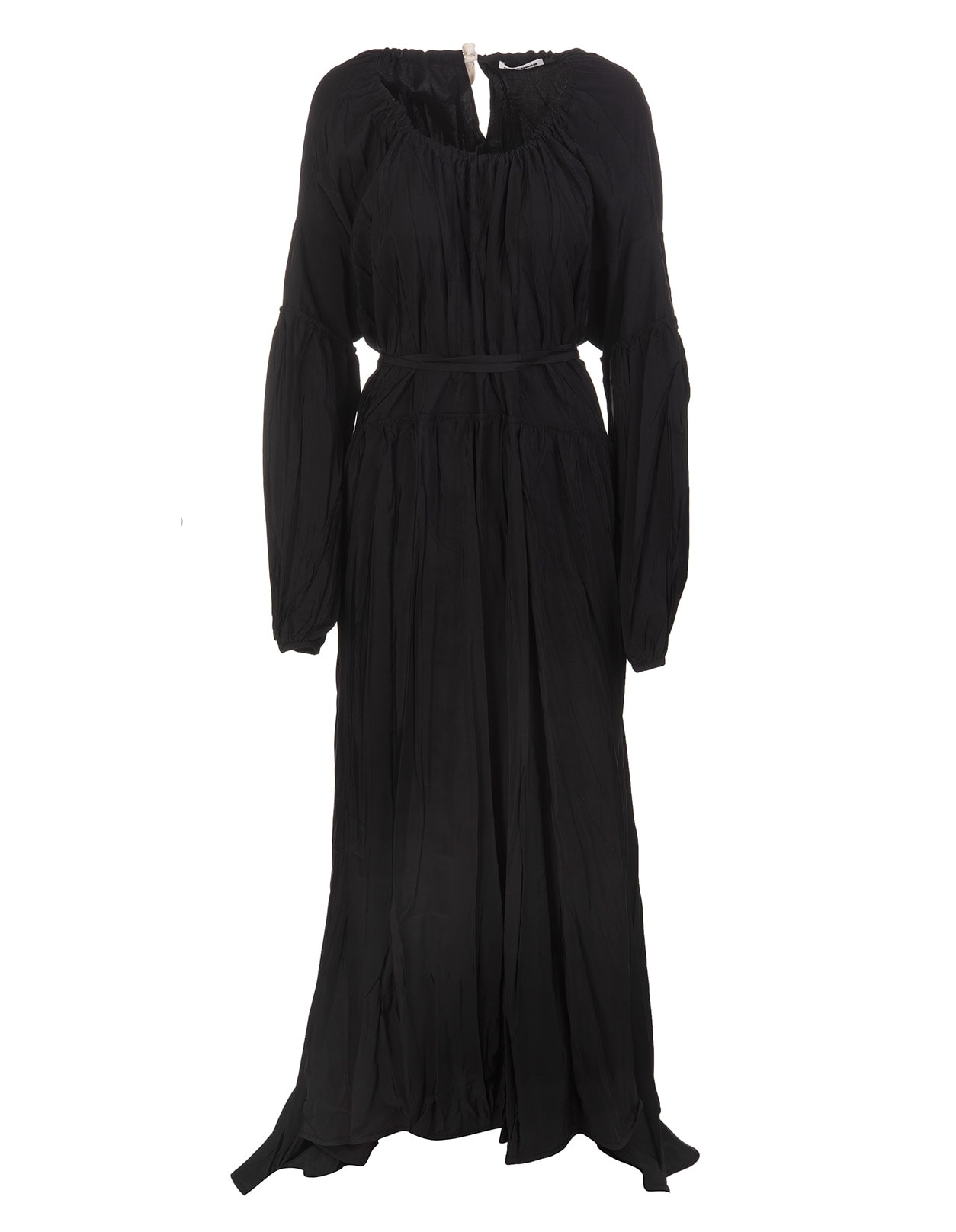 Jil Sander Woman Black Long Dress In Twill