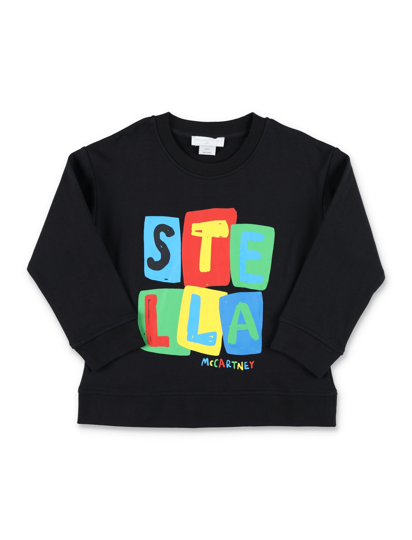 Stella Mccartney Kids' Letter Blocks Print Sweatshirt In Black