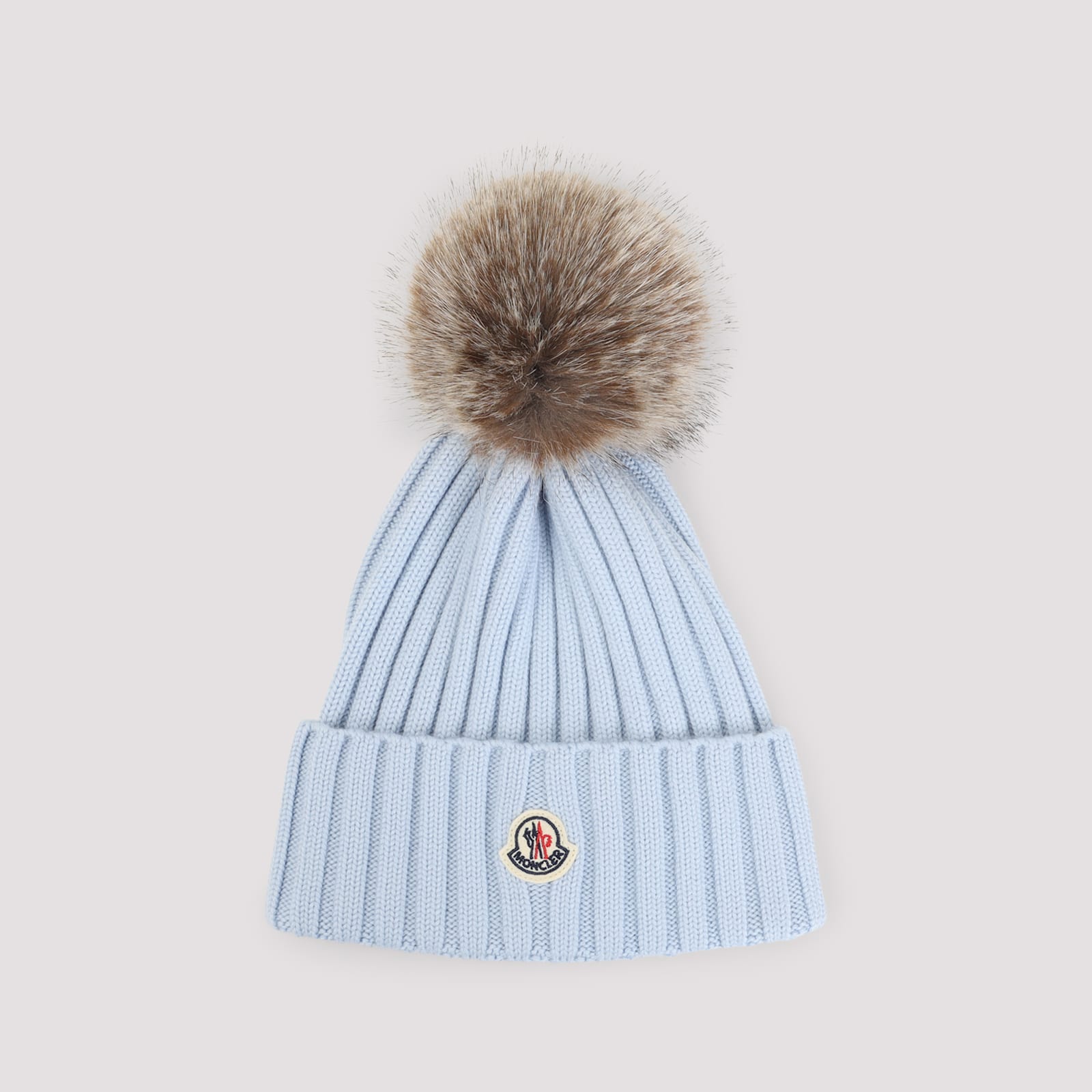 Moncler Ribbed-knit Virgin Wool Beanie In Blue