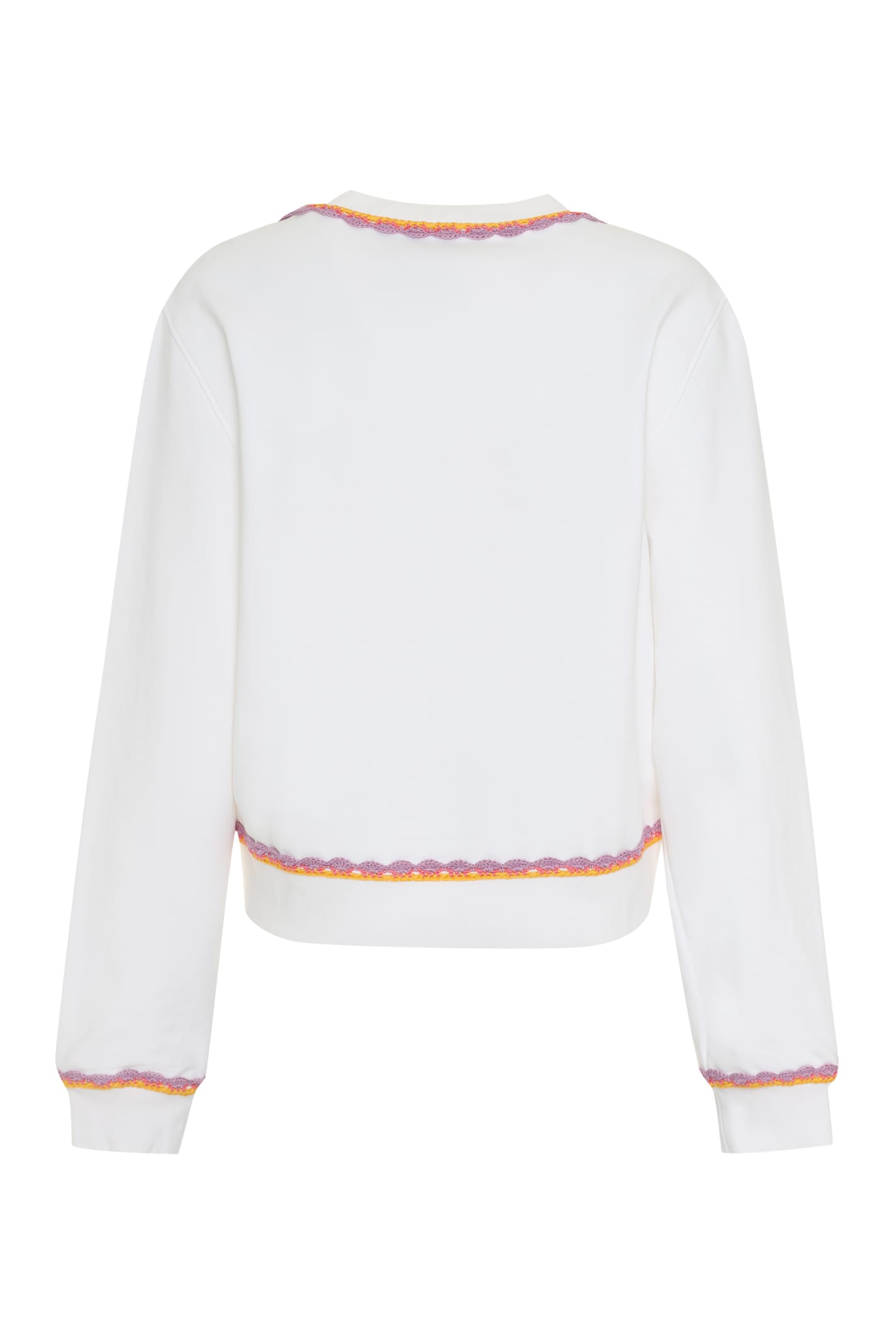 Shop Moschino Logo Detail Cotton Sweatshirt In White