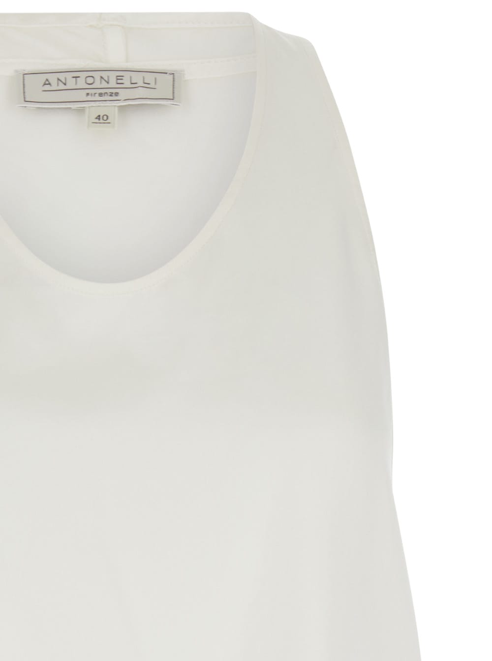 Shop Antonelli White Sleeveless And Flared Top In Silk Blend Woman