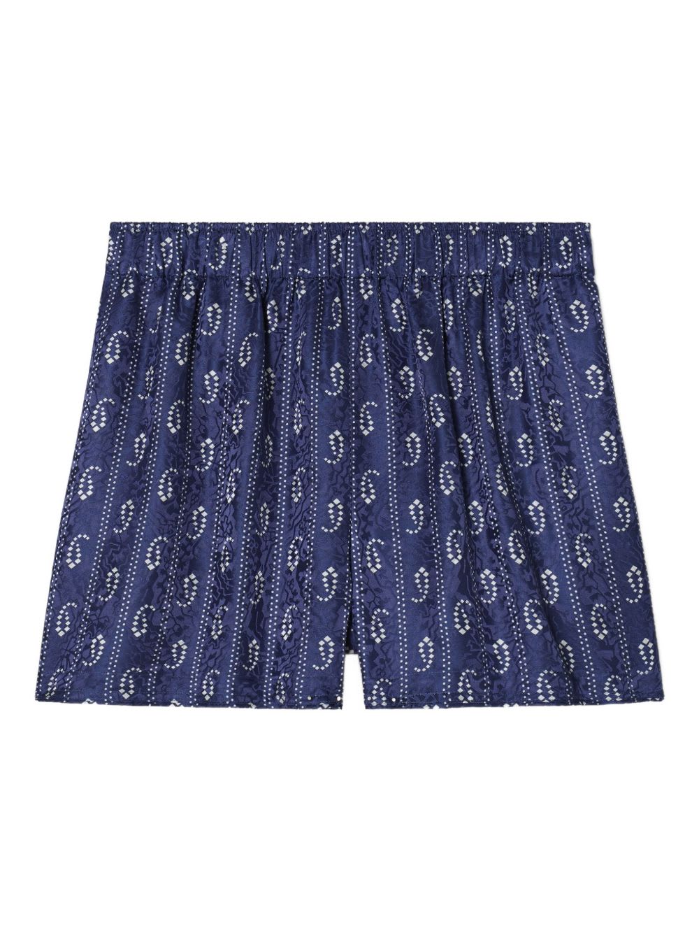 Tory Burch Printed Silk Blend Shorts In Blue