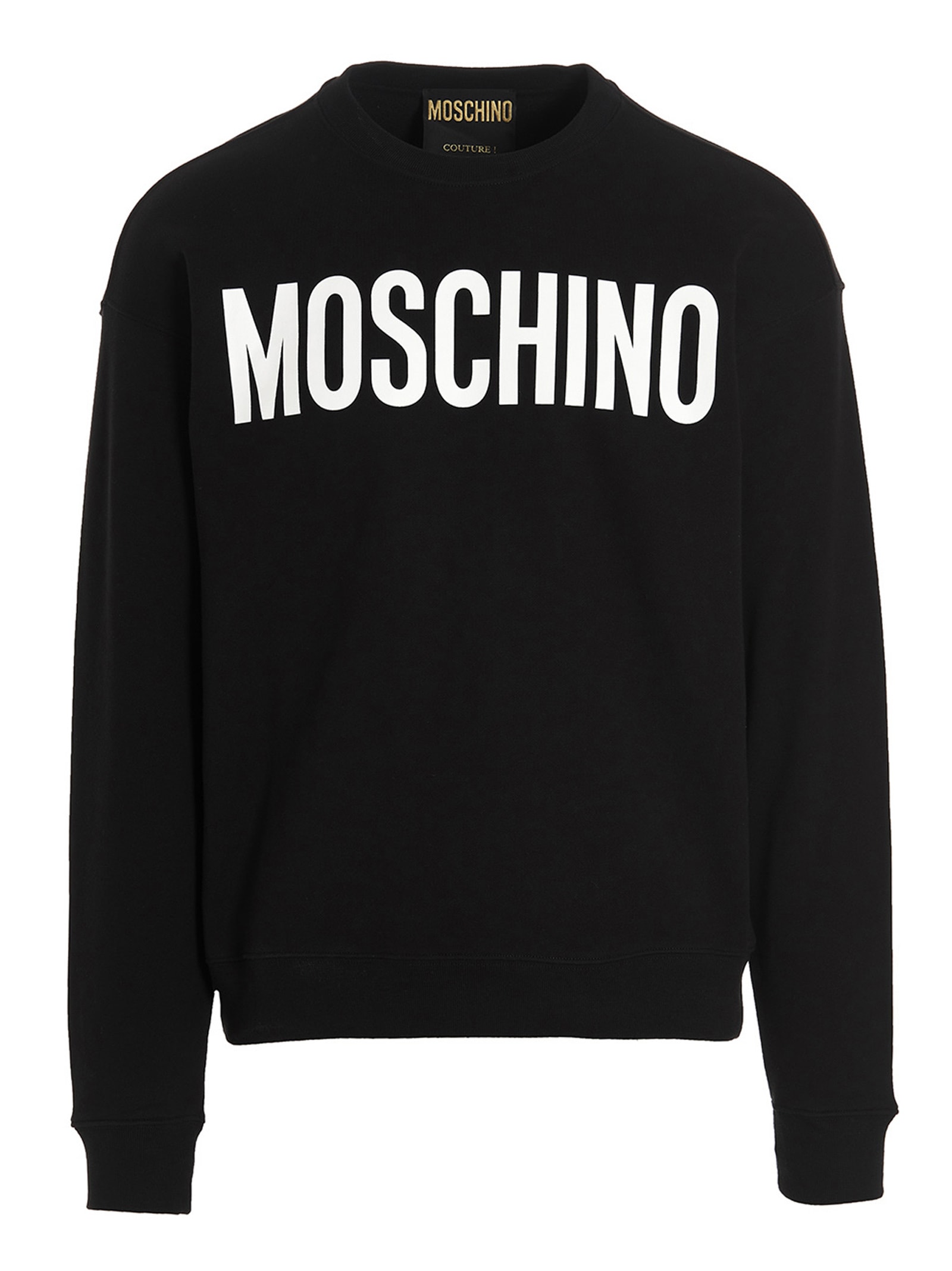 Shop Moschino Label Sweatshirt In White/black