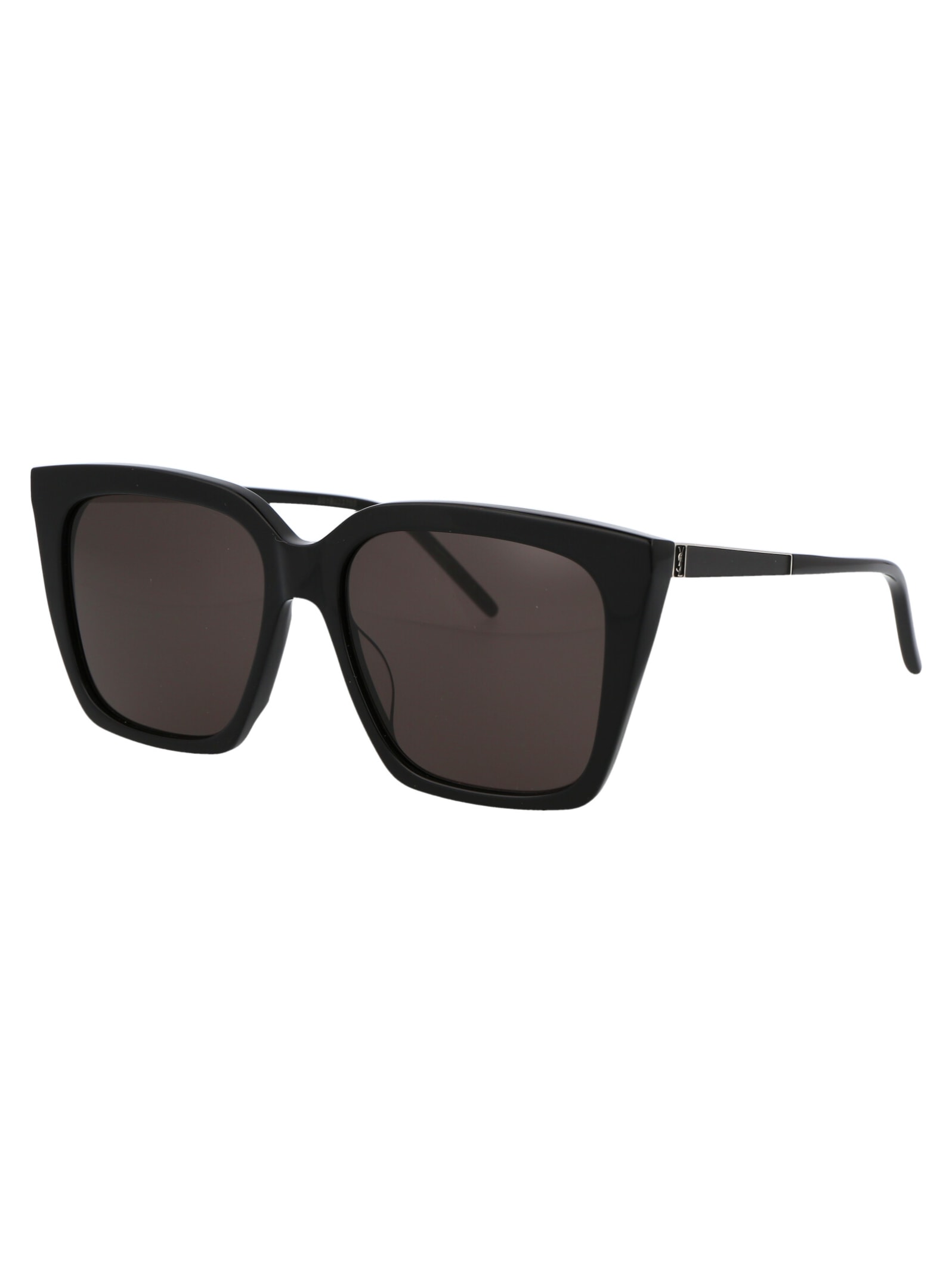 Shop Saint Laurent Sl M100 Sunglasses In 001 Black Silver Black