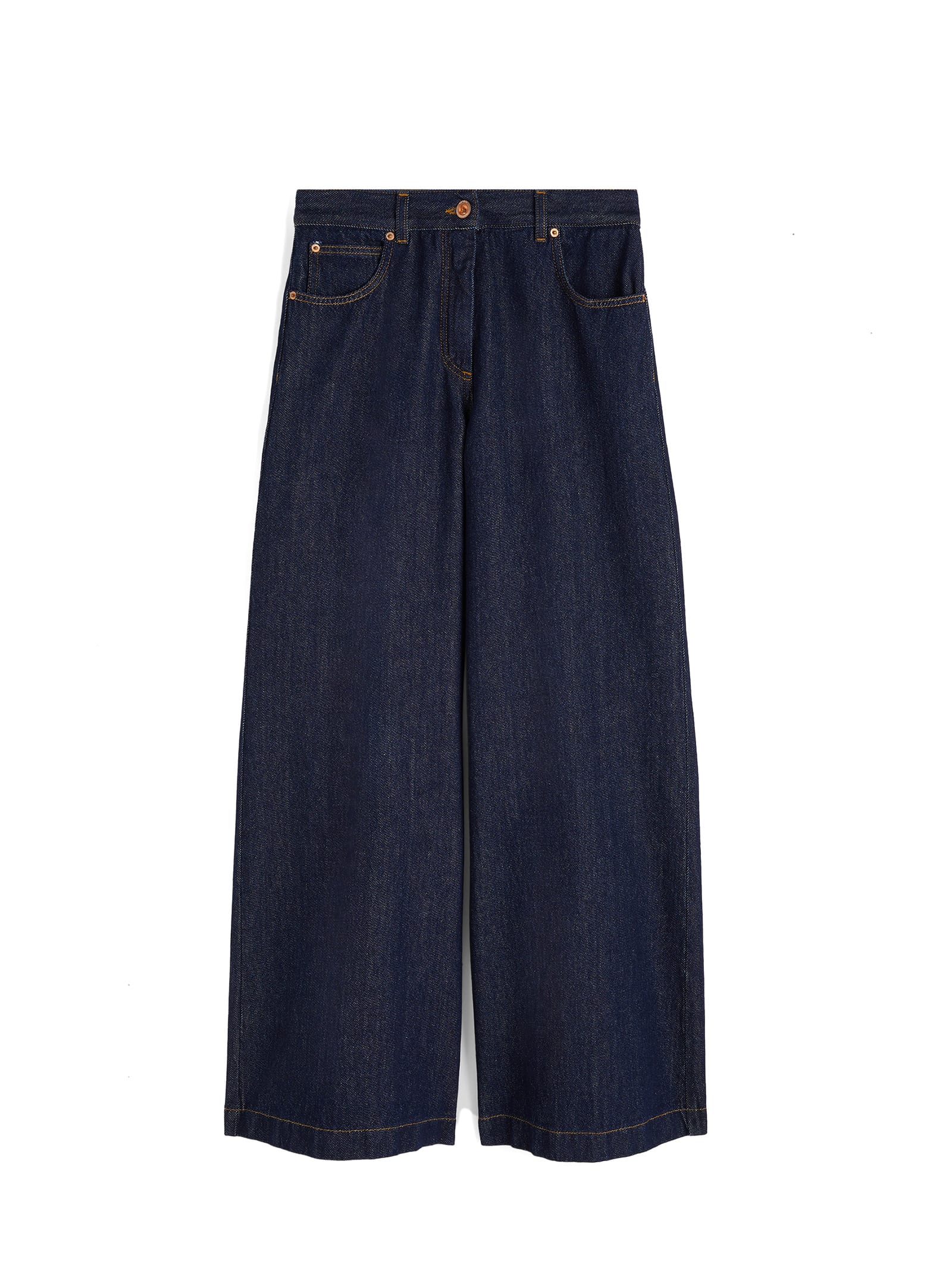 Shop Aspesi Wide Leg High Waisted Jeans In Blu