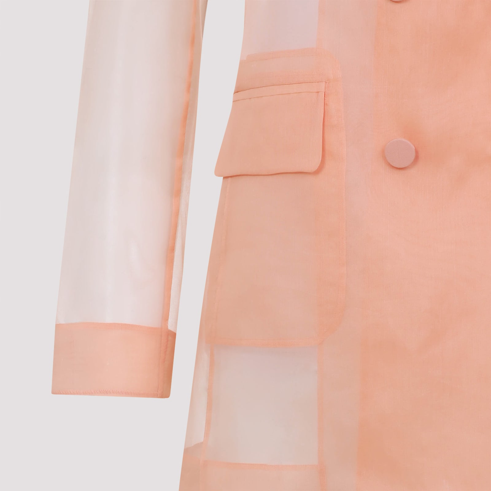 Max Mara Silk Organza Double-breasted Blazer In Pink