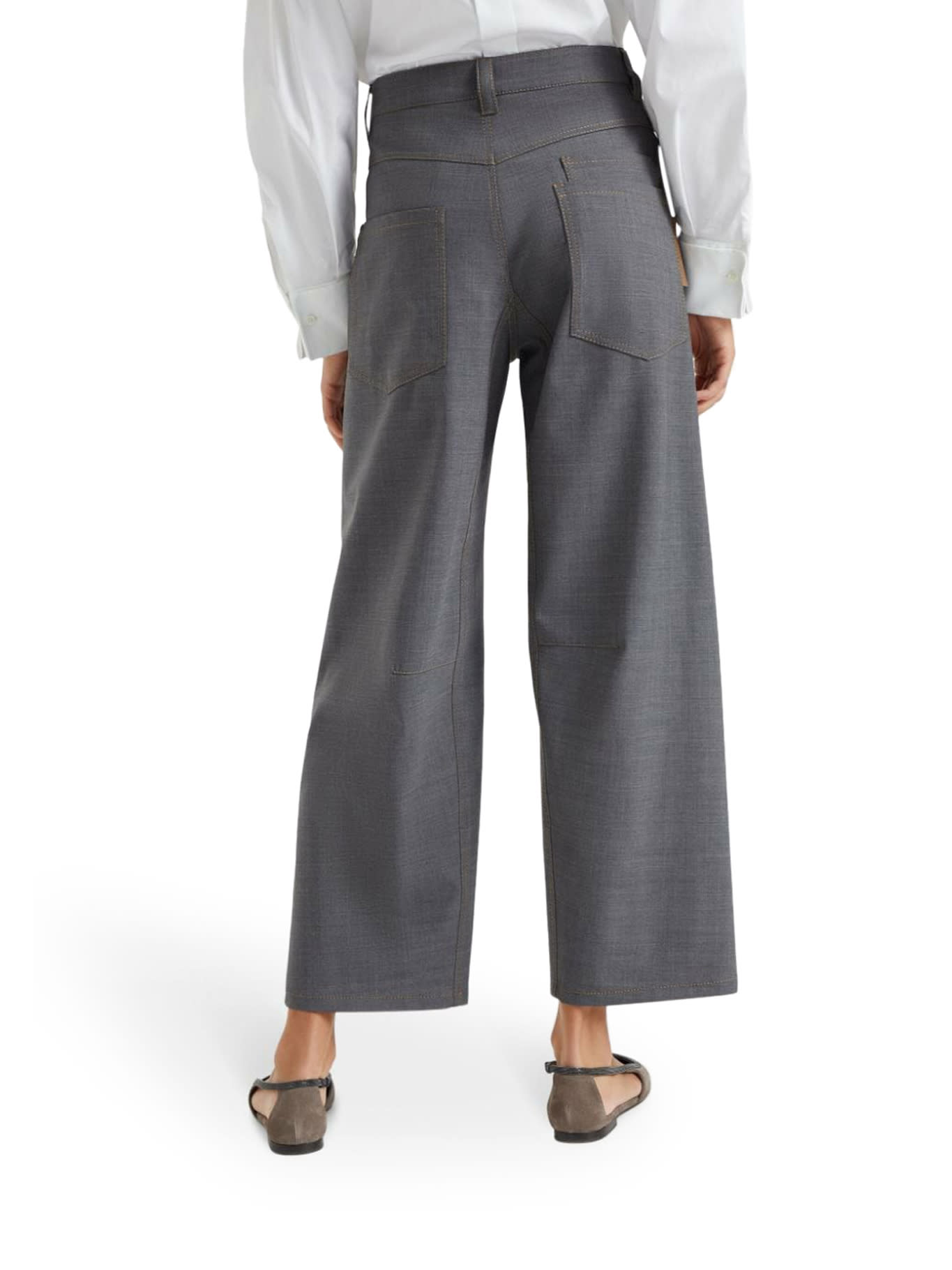 Brunello Cucinelli Grey Wool Pants In Grey