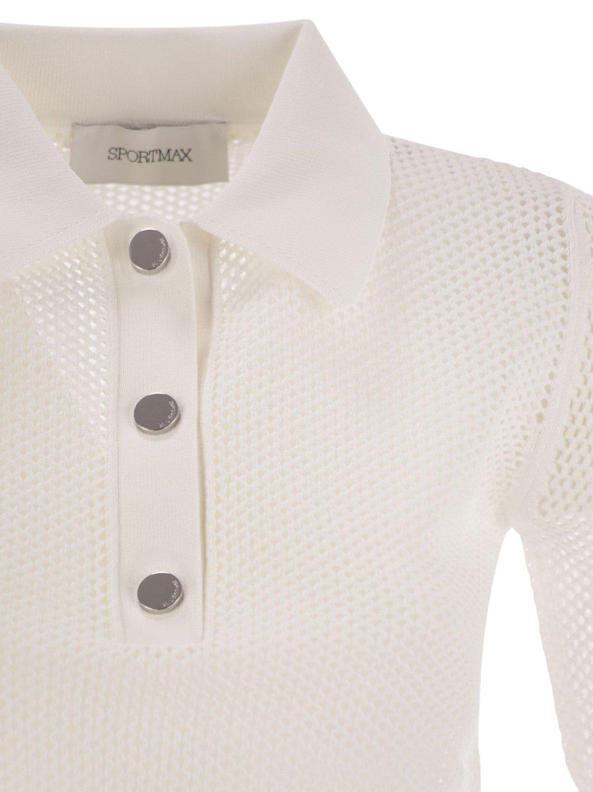 Sportmax Casta Button Detailed Short-sleeved Polo Top In White