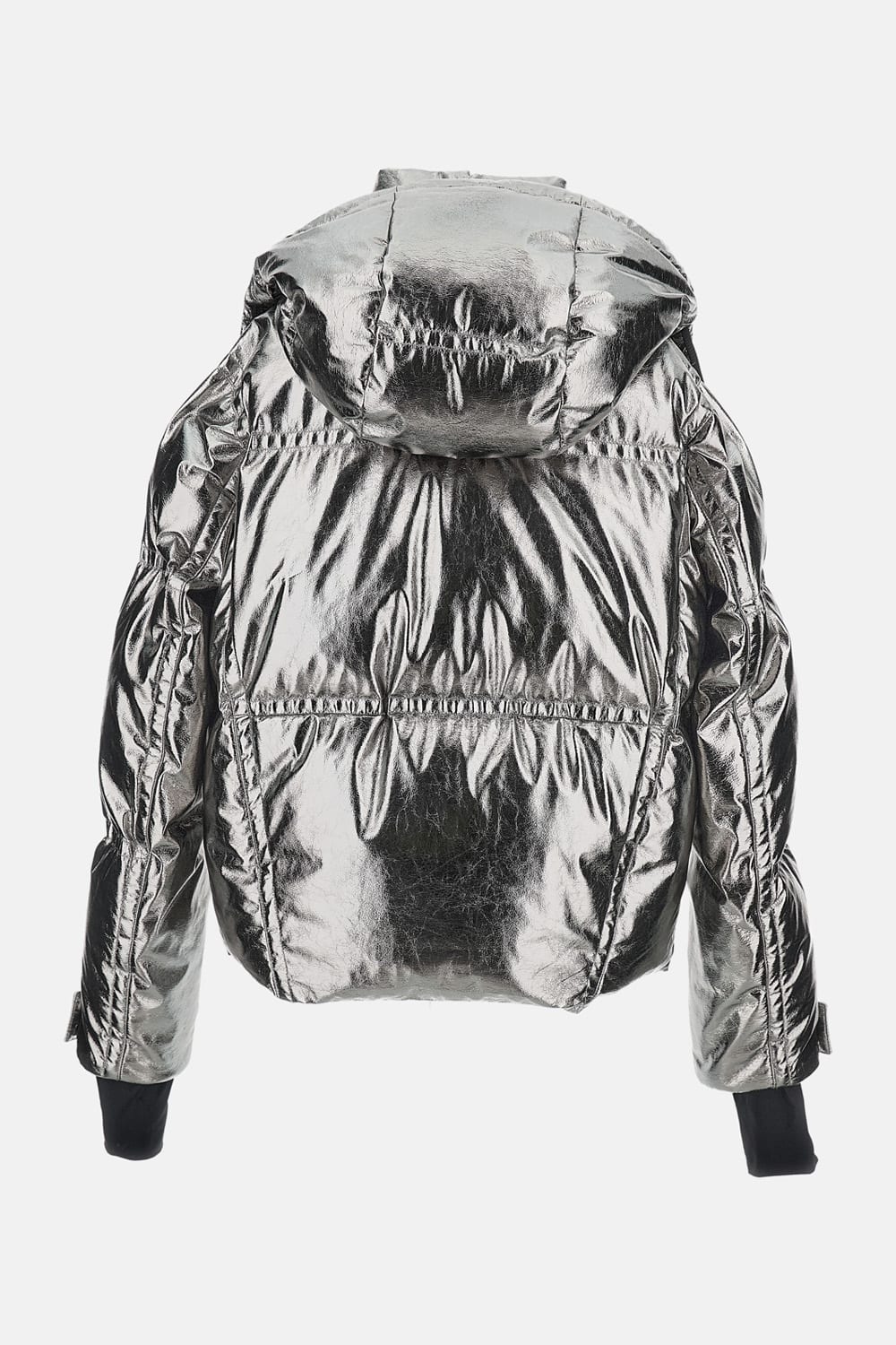 Moncler Calaque Metallic Ski Jacket In Silver