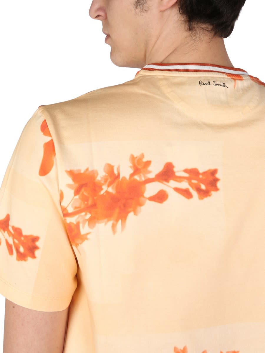 Paul Smith Stem Floral T-shirt In Orange