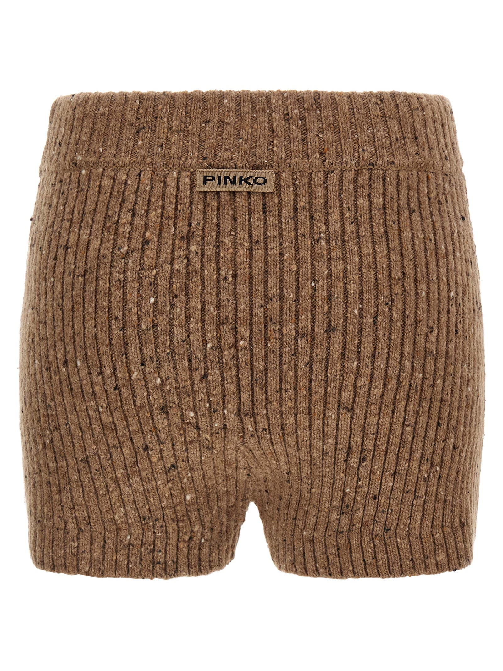 Pinko Wool Shorts Bermuda And Short Beige In Multi