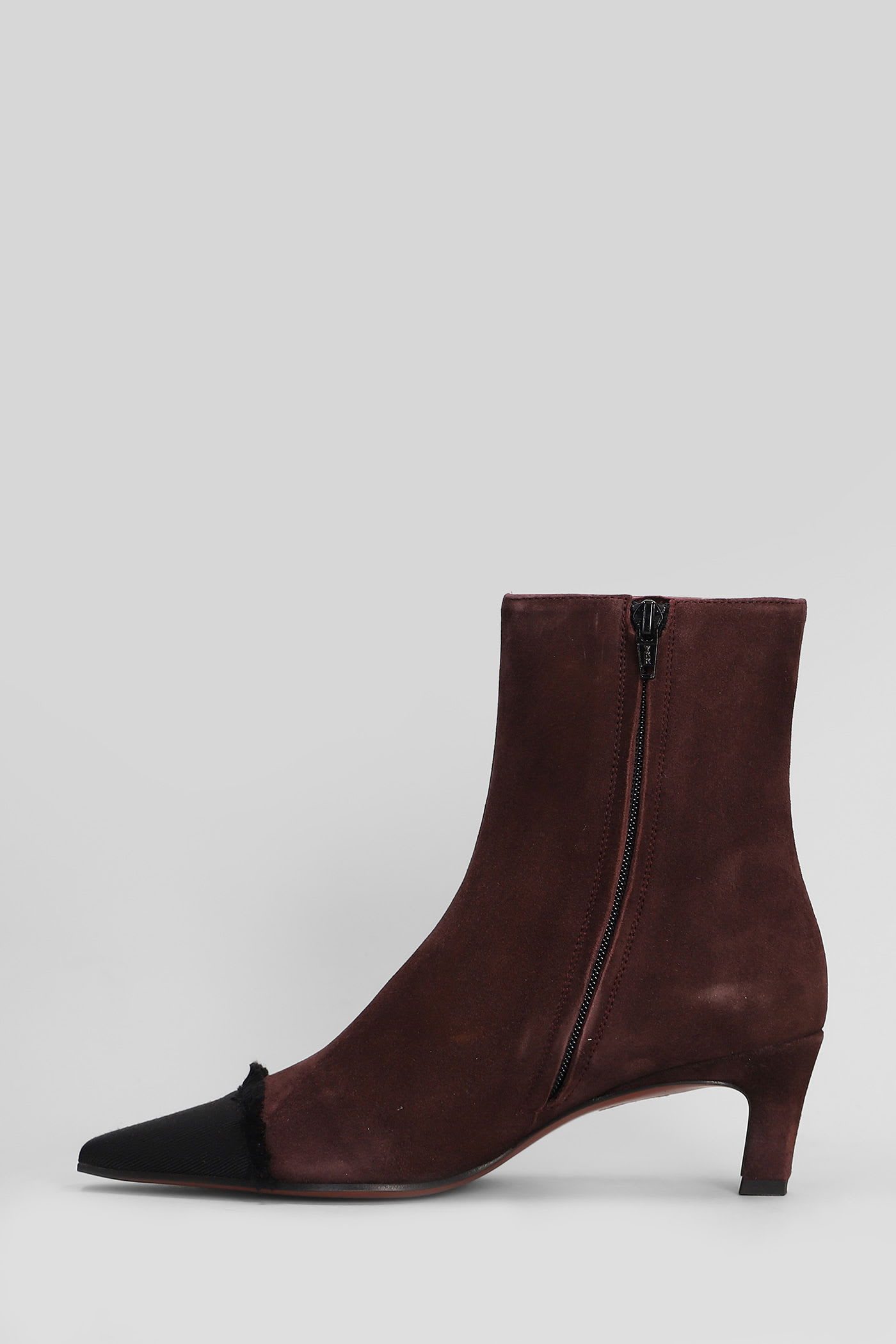 Roberto Festa Evari High Heels Ankle Boots In Viola Suede In Purple