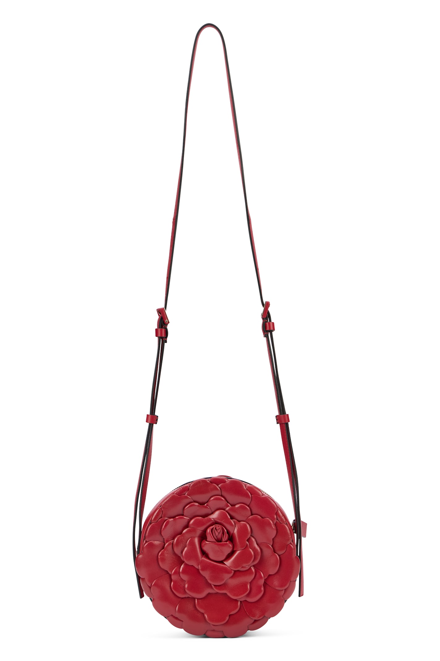 Valentino Red Elegant Round Shoulder Bag In Red