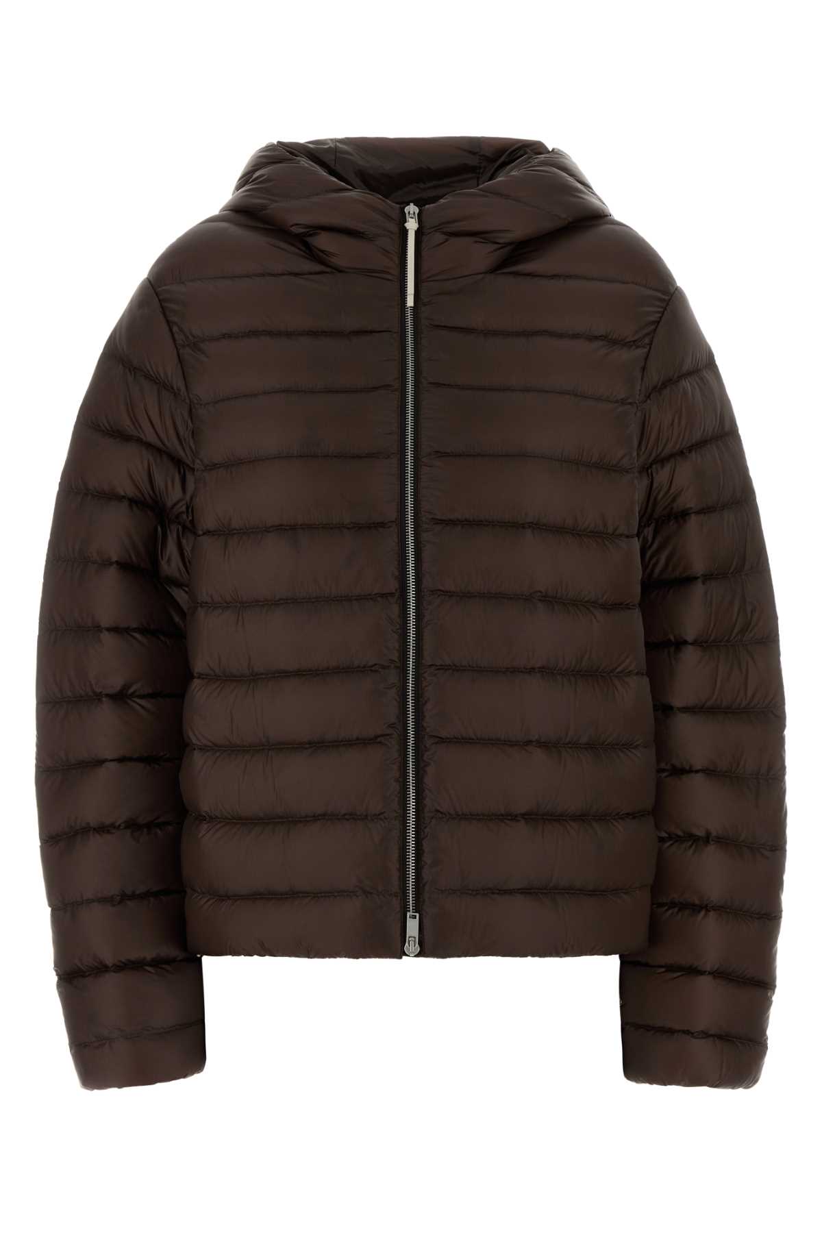 Jil Sander Hooded Quilted Down Jacket With Long Sleeves In Purple