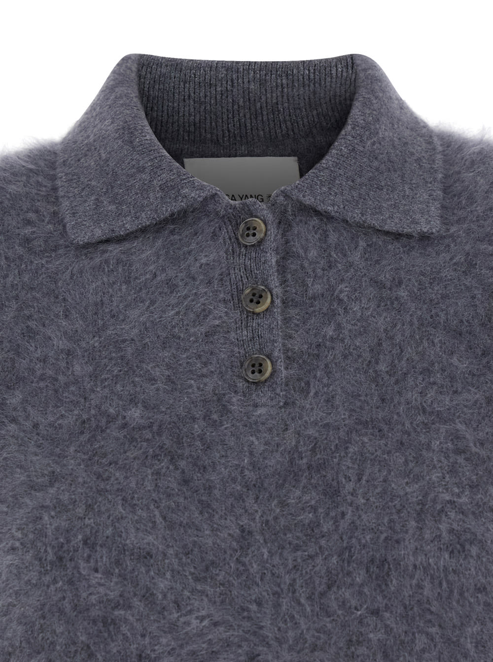Lisa Yang Carolyn Grey Polo Shirt-style Sweater With Short Sleeves And Classic Collar In Cashmere Woman In Multi