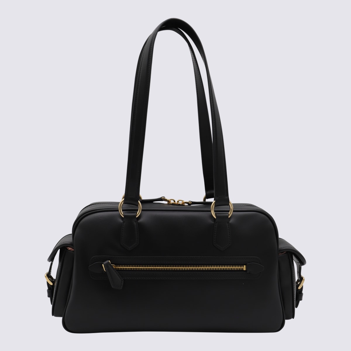 Miu Miu Leather Shoulder Bag Double Handles In Black