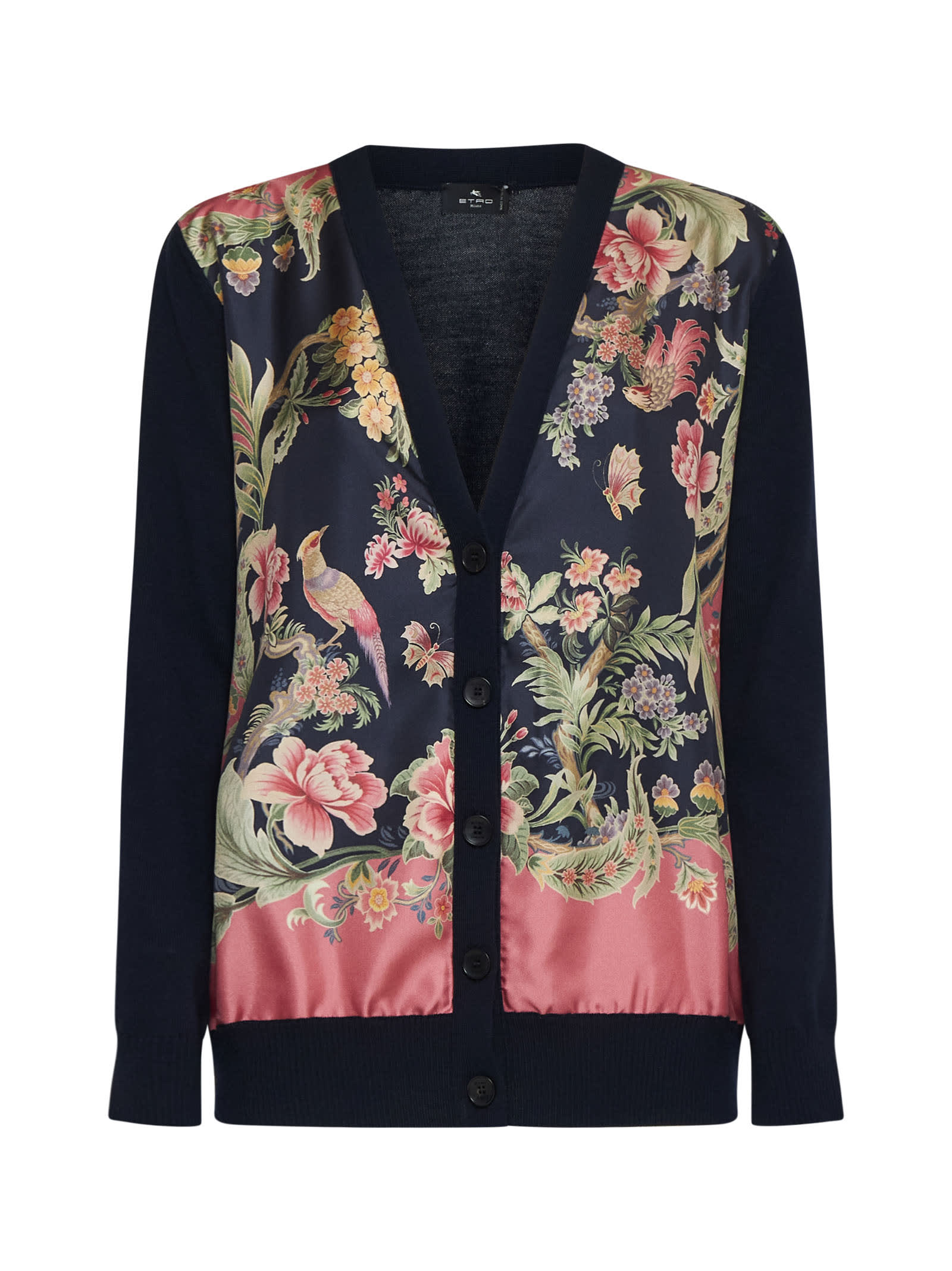 Shop Etro Cardigan In Stampa F.do Blu