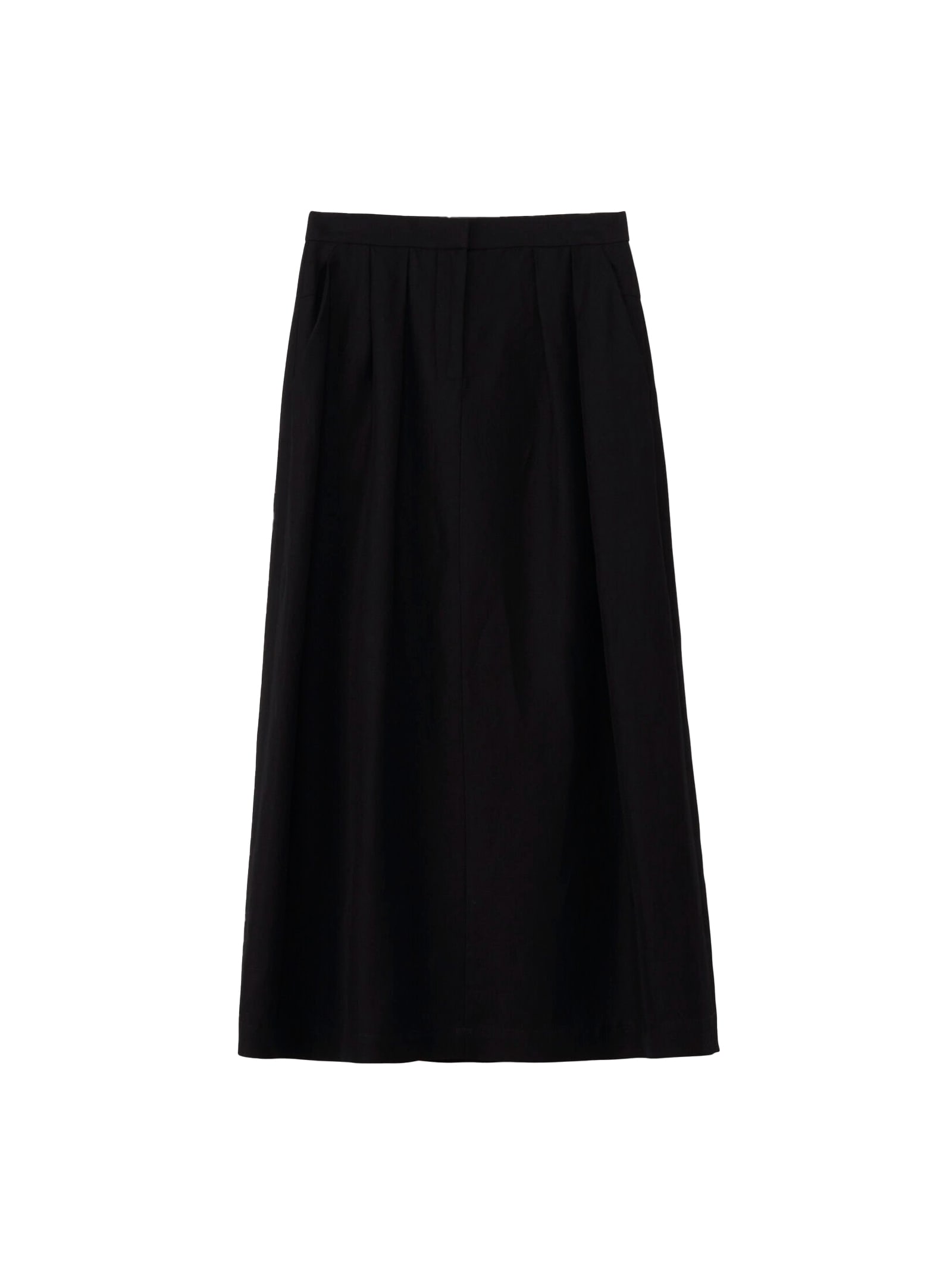 Shop Fabiana Filippi Long Black Skirt In Linen And Viscose Blend In Nero