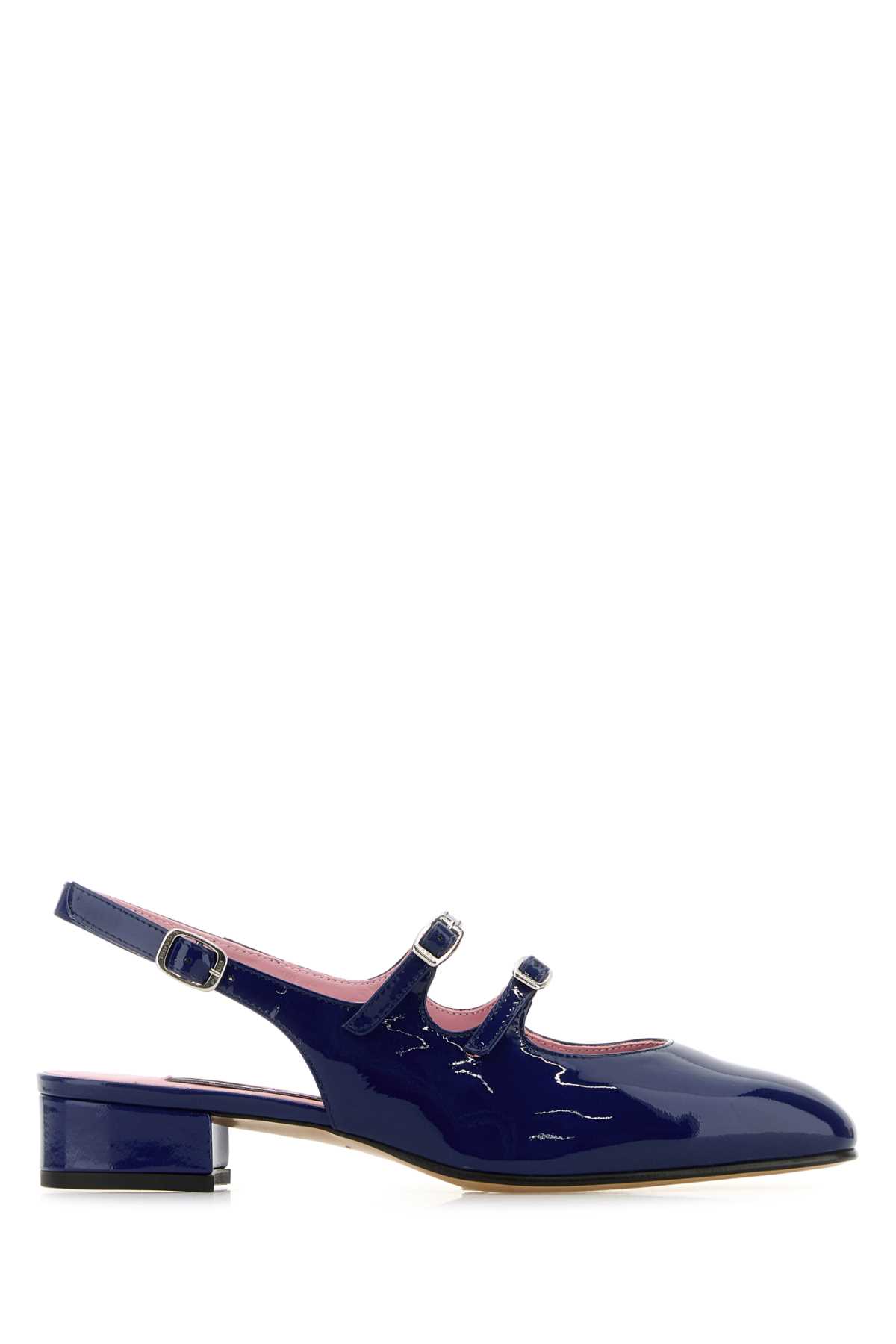 Navy Blue Leather Peche Pumps