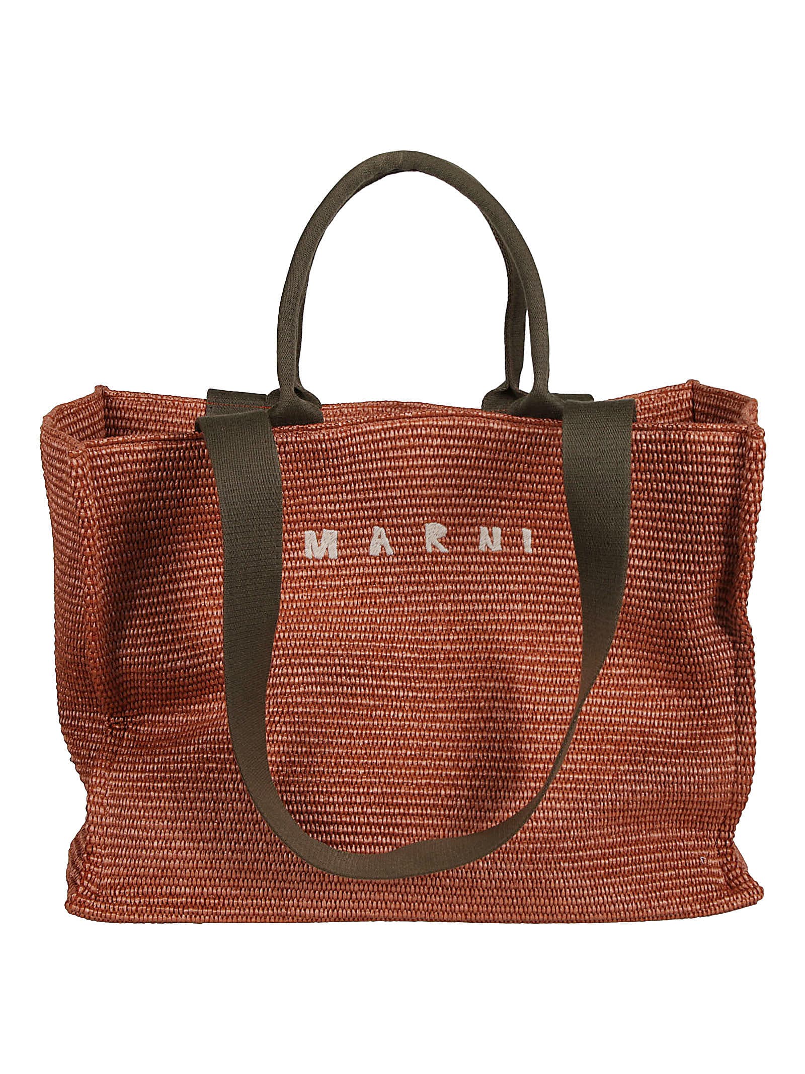 Shop Marni Logo Tote In Brown