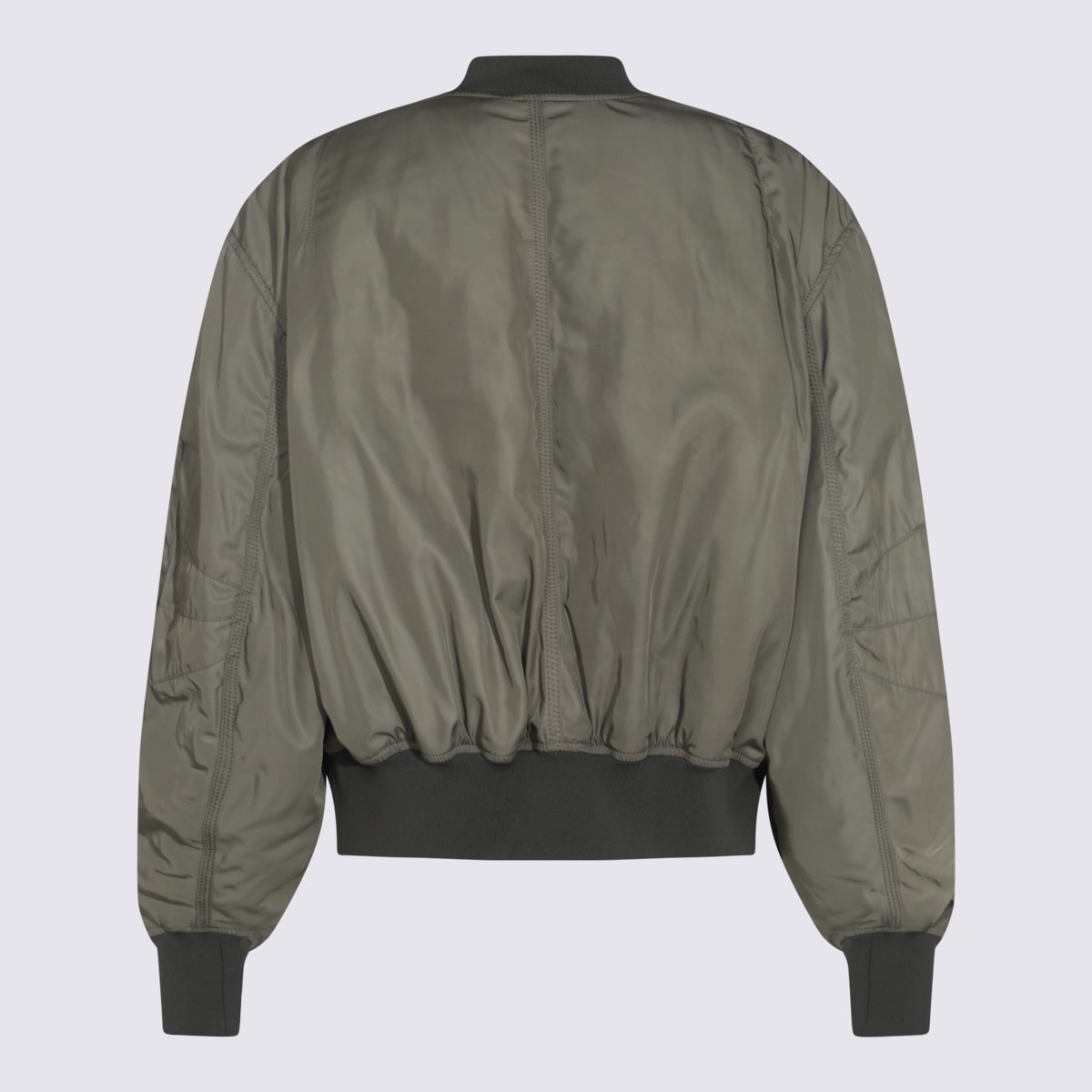 Attico Green Bomber Jacket With Zip Pocket On The Sleeve In Tech Fabric Woman In Military Green