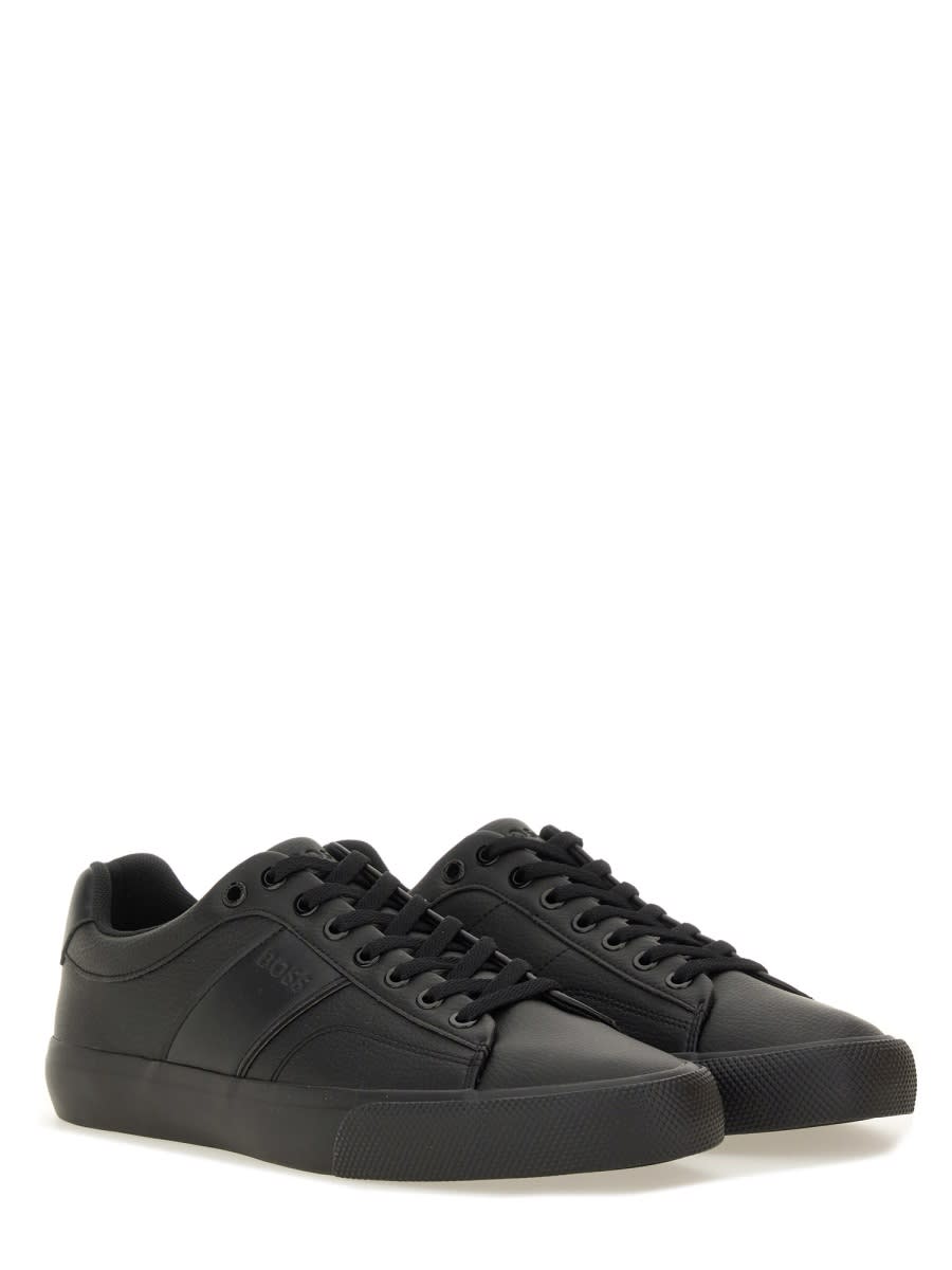 Hugo Boss Lace-up Panelled Sneakers In Black