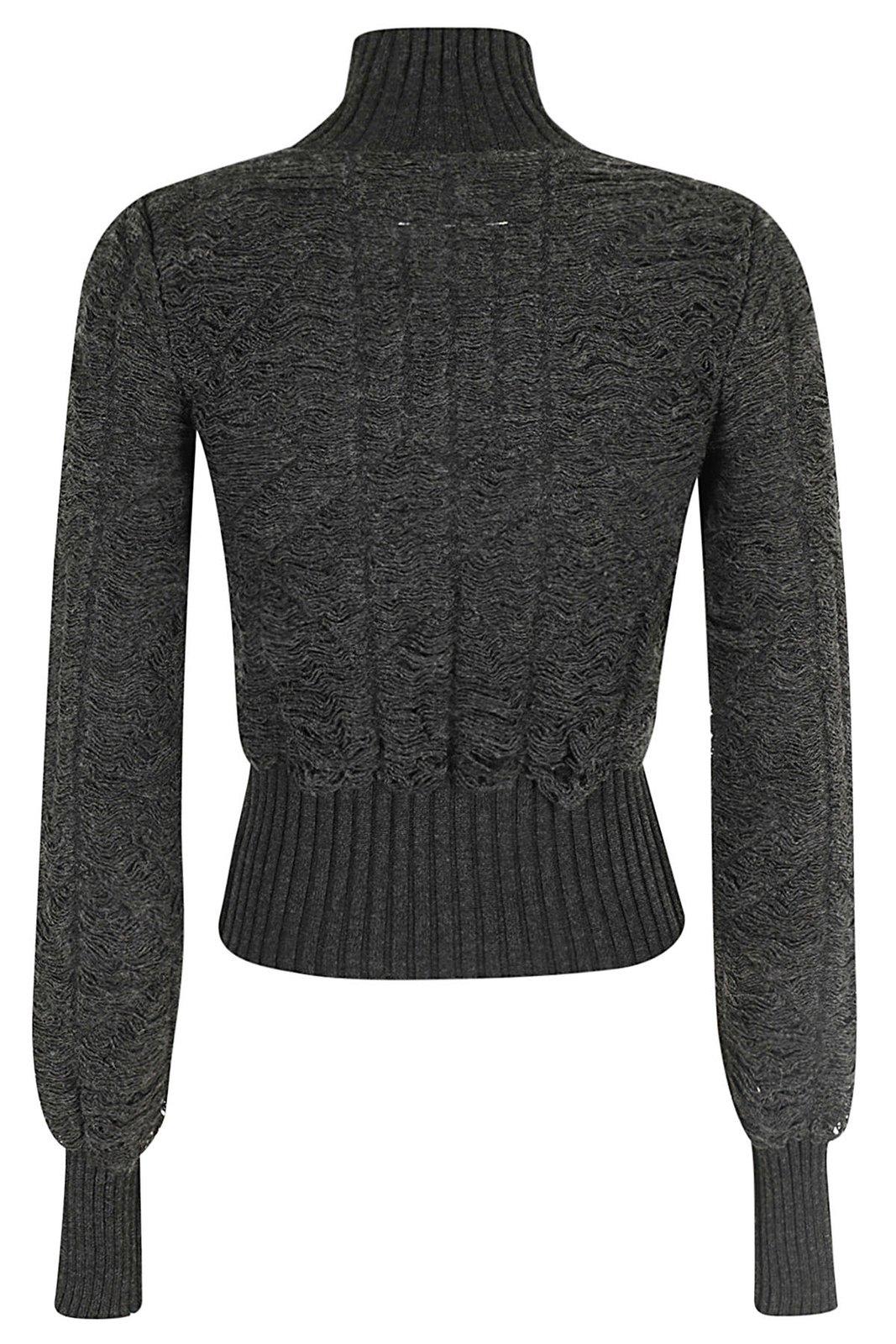 Shop Mm6 Maison Margiela Turtleneck Knitted Sweater In Dark Grey Melange